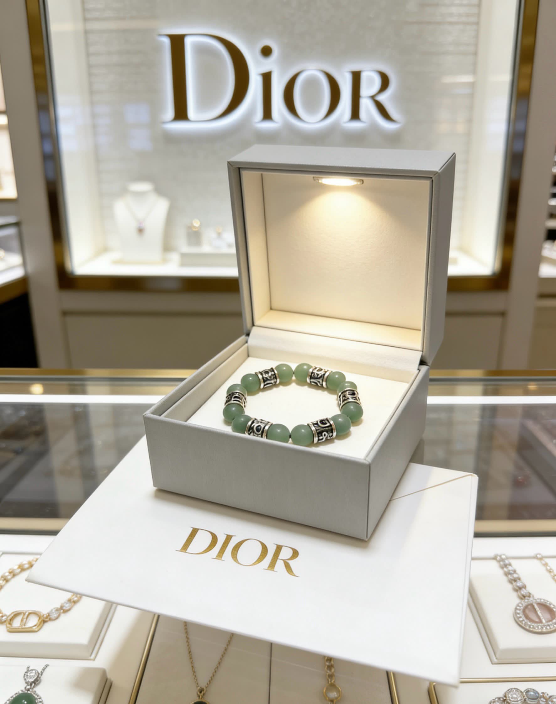 Dior Green Beaded Bracelet