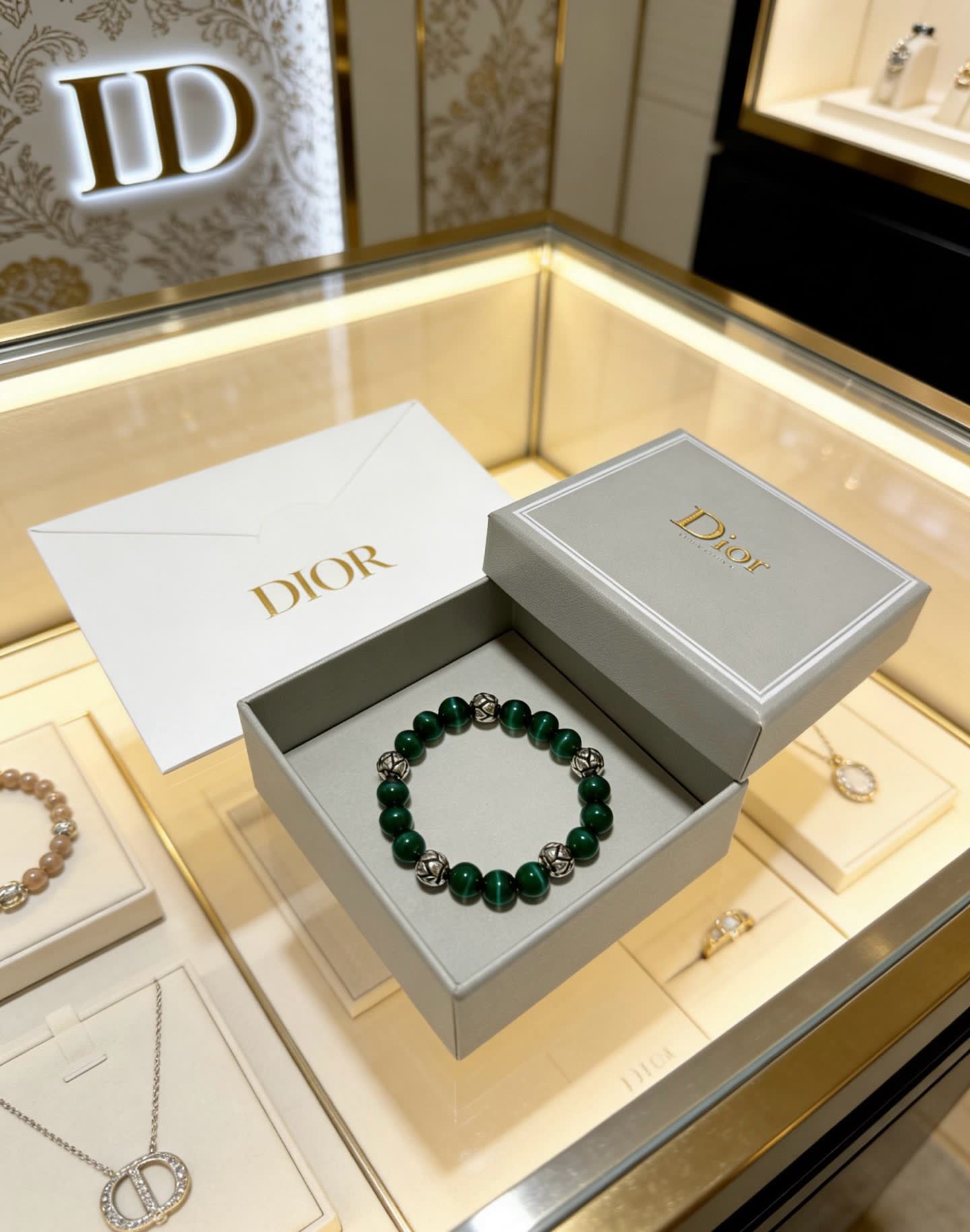 Dior Green Beaded Bracelet