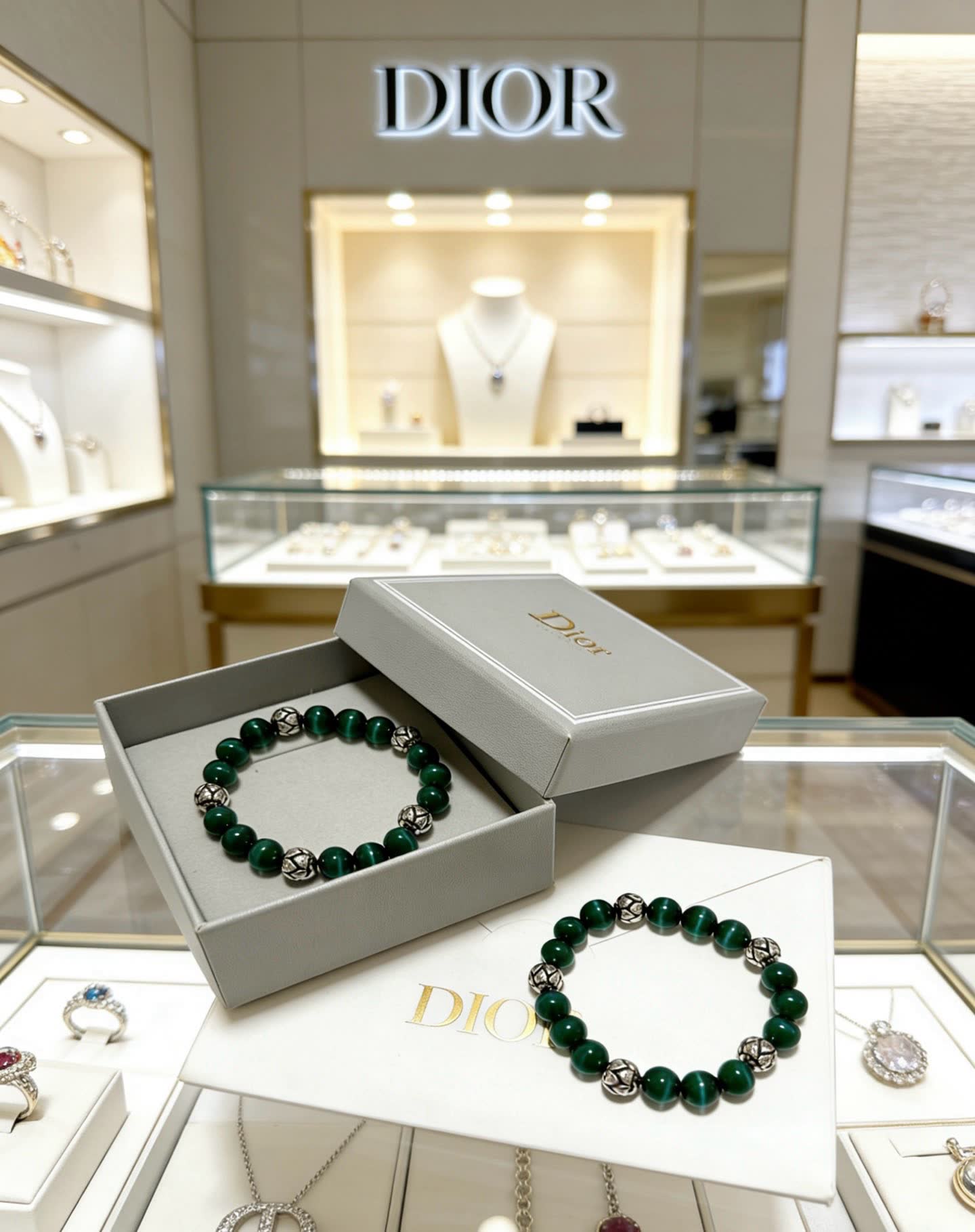 Dior Green Beaded Bracelet