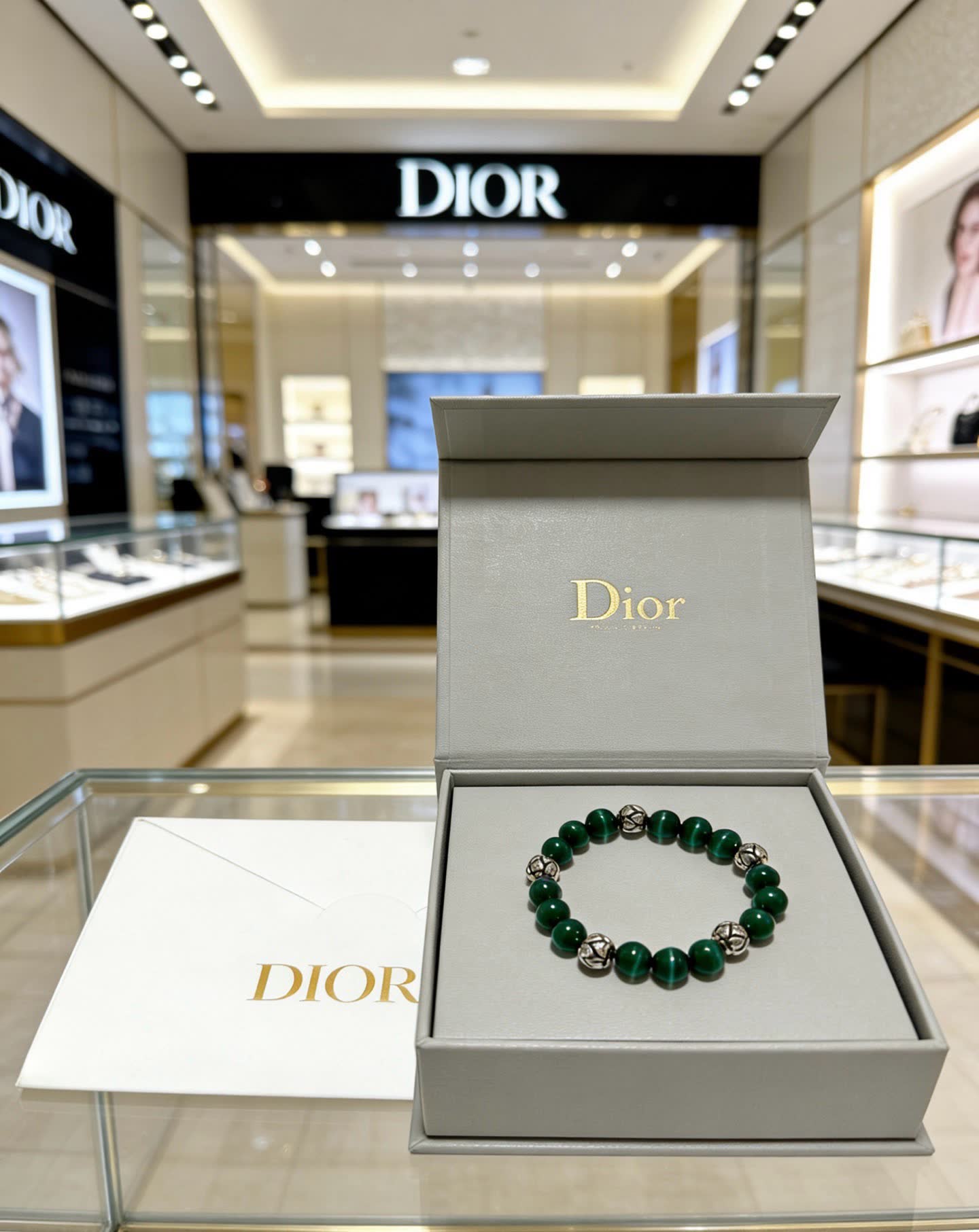 Dior Green Beaded Bracelet