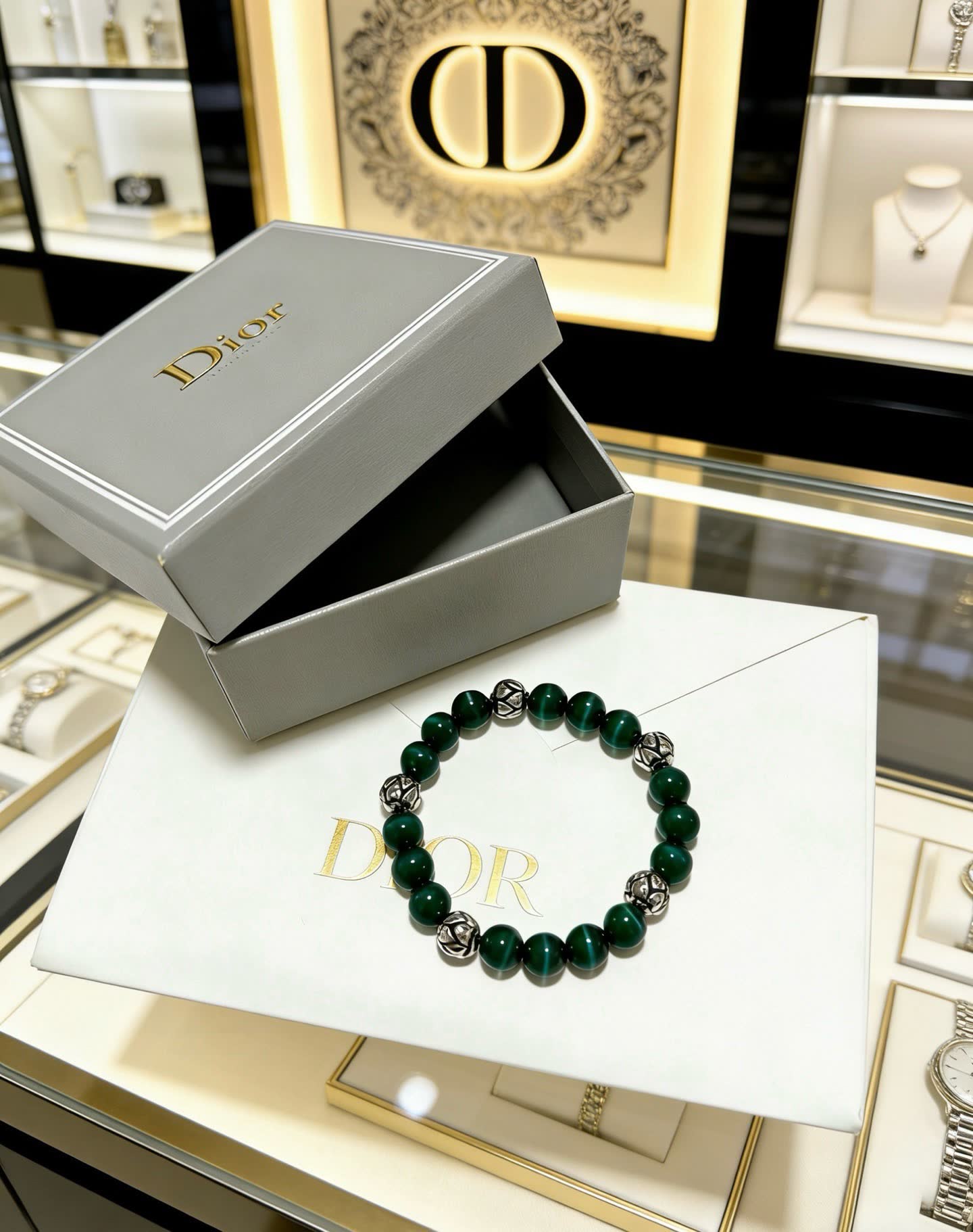 Dior Green Beaded Bracelet