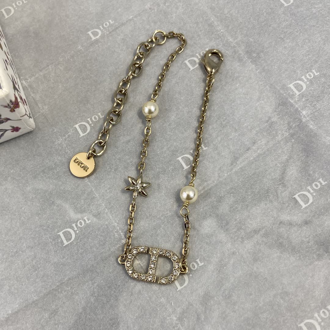 Dior Gold Tone Pearl & Crystal Bracelet Dior Gold Tone Pearl & Crystal Bracelet