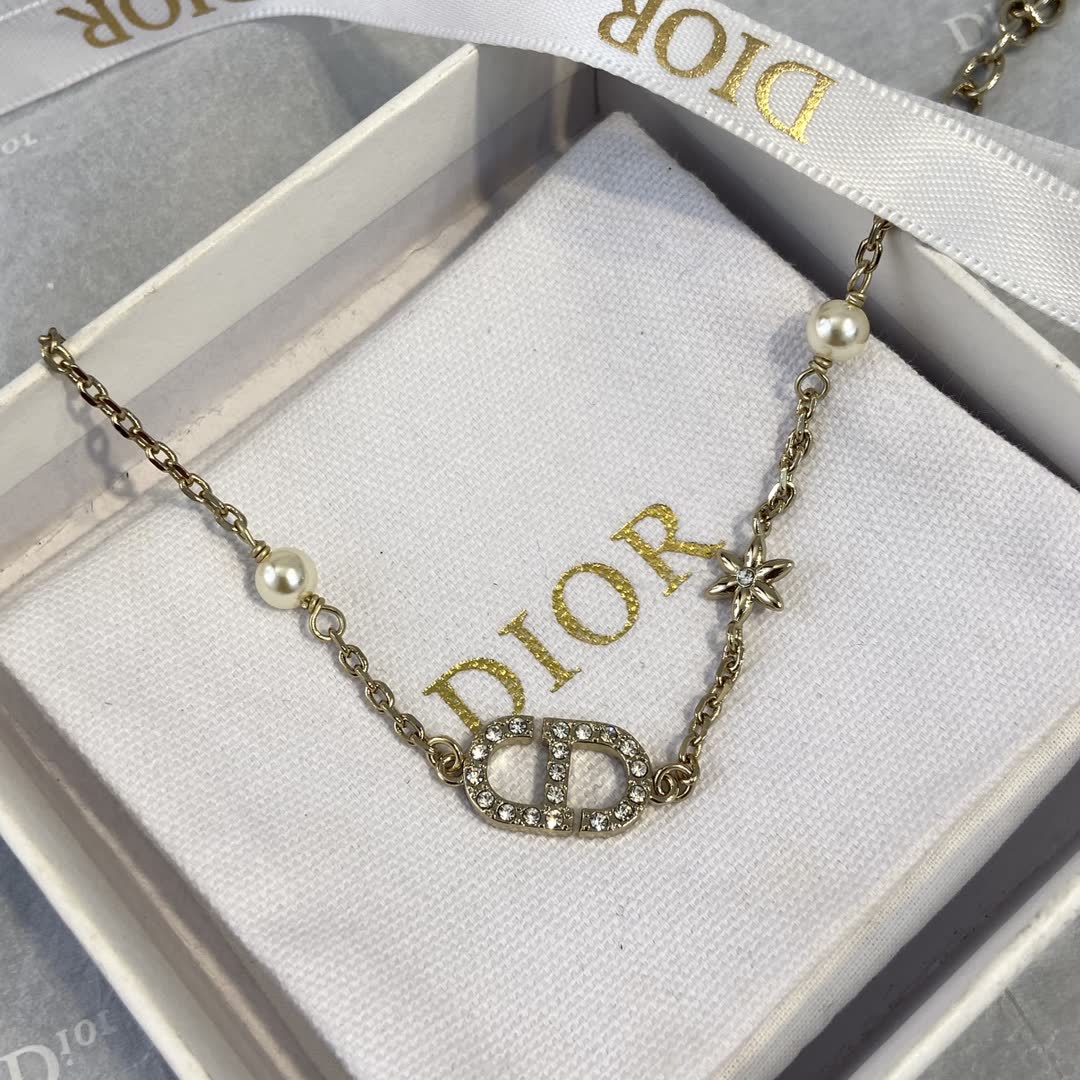 Dior Gold Tone Pearl & Crystal Bracelet
