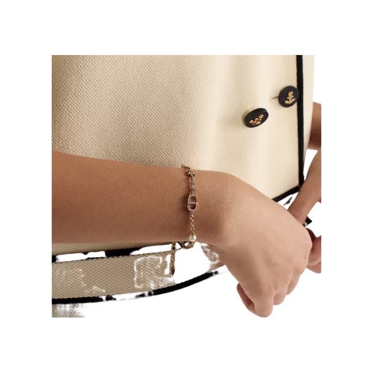Dior Gold Tone Pearl & Crystal Bracelet