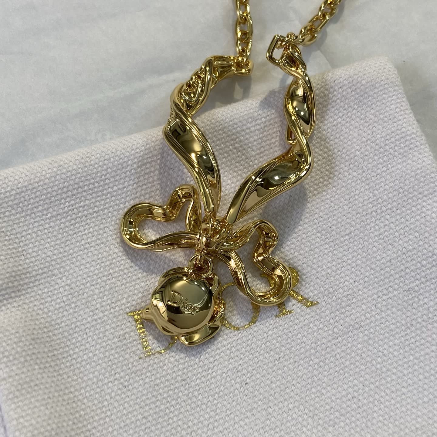 Dior Gold Tone Crystal Bow Bracelet