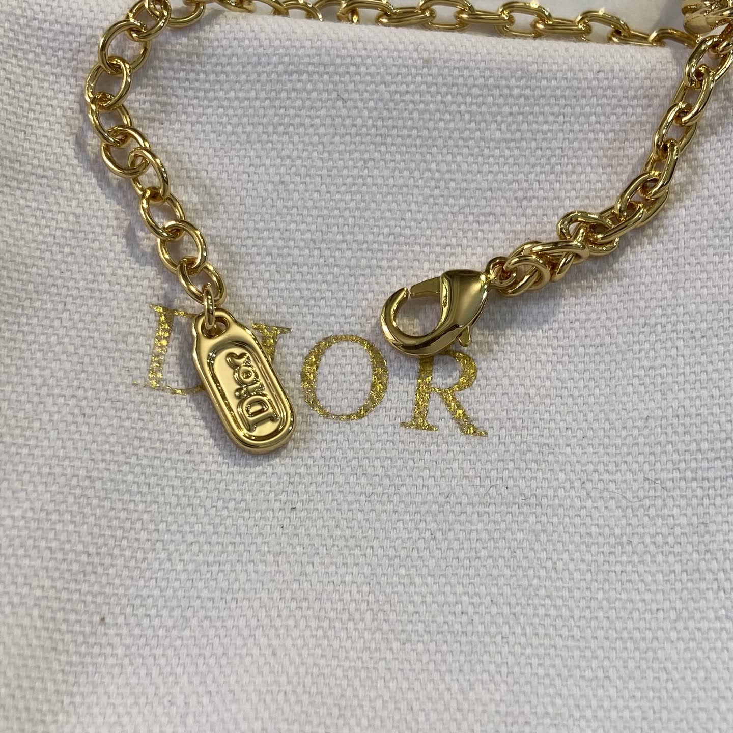 Dior Gold Tone Crystal Bow Bracelet
