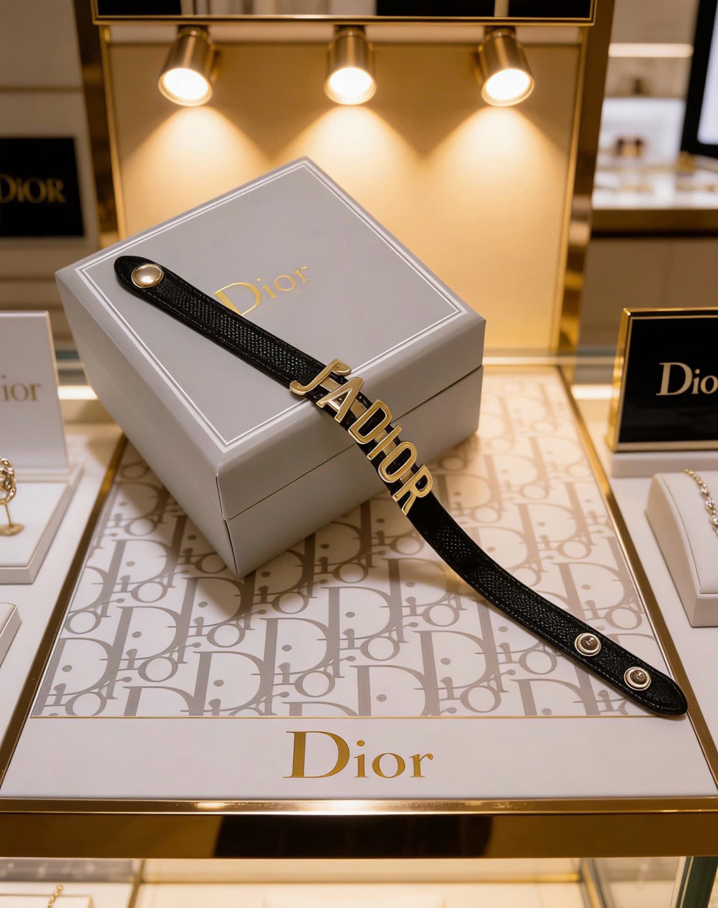 Dior Leather Bracelet with Metal Logo