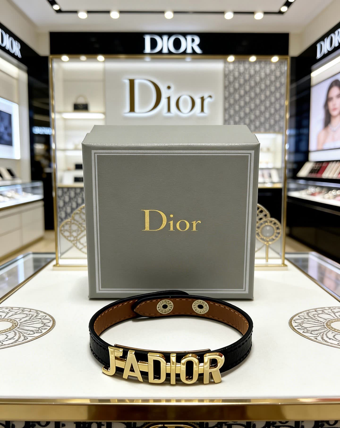 Dior Leather Bracelet with Metal Logo