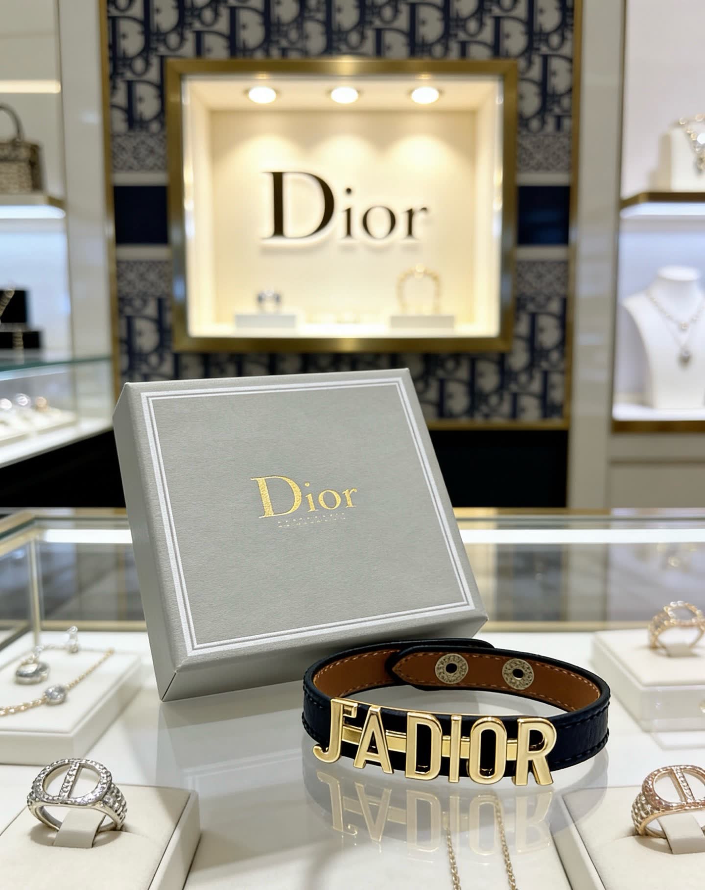 Dior Leather Bracelet with Metal Logo