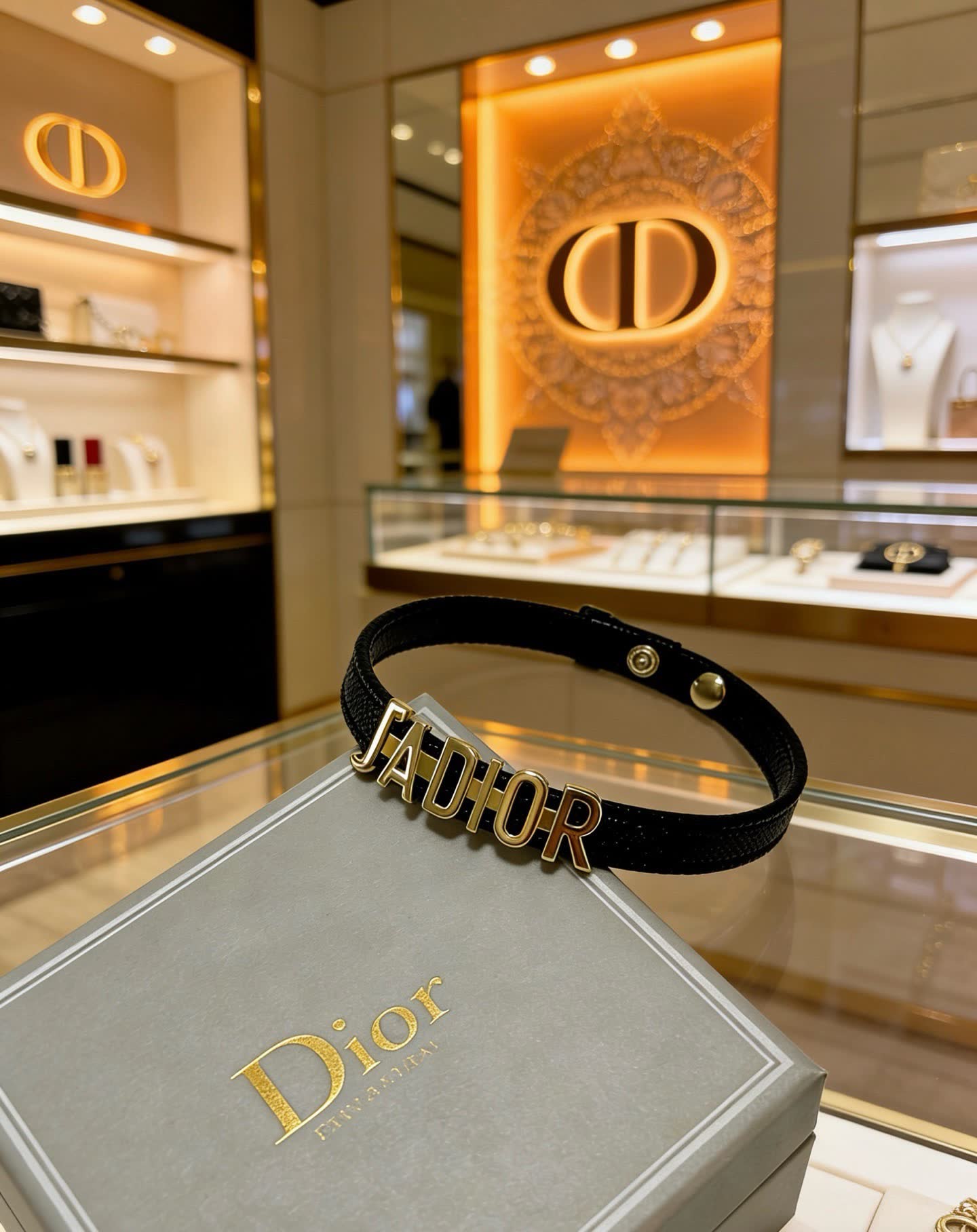 Dior Leather Bracelet with Metal Logo