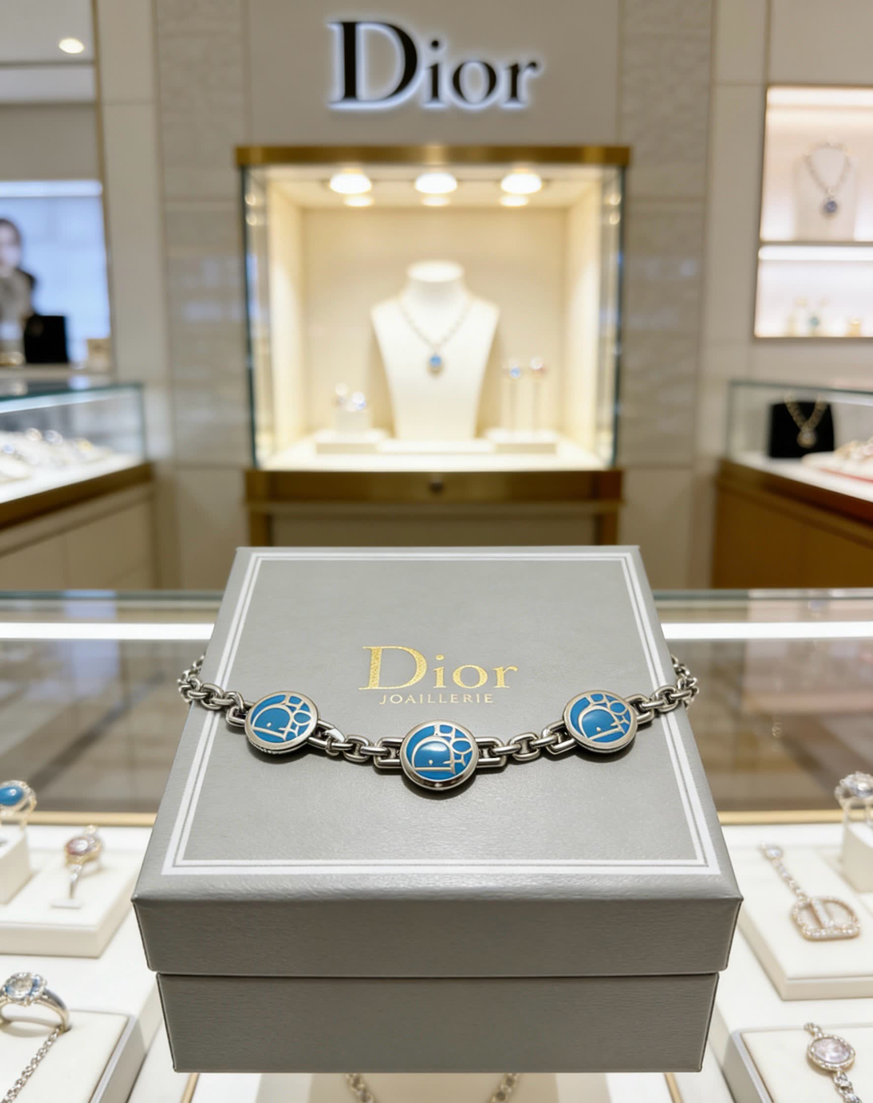Dior Silver Blue Enamel Bracelet