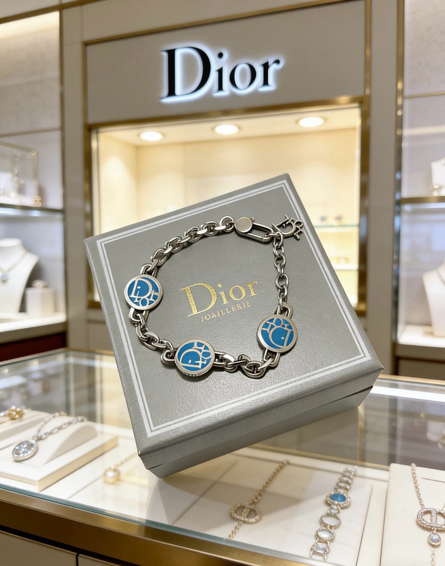 Dior Silver Blue Enamel Bracelet