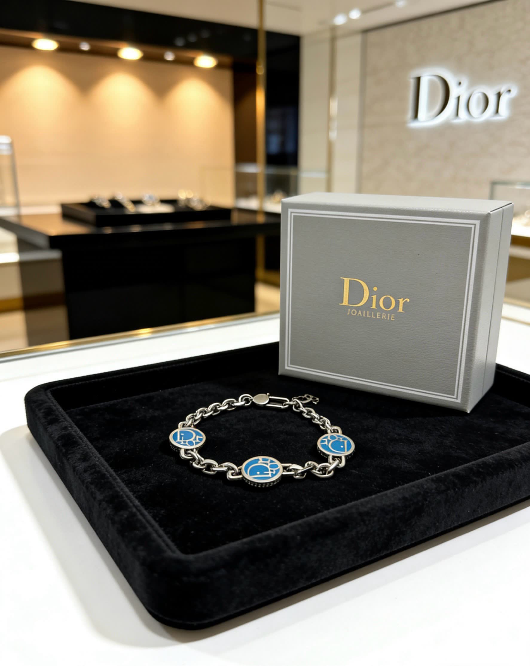 Dior Silver Blue Enamel Bracelet