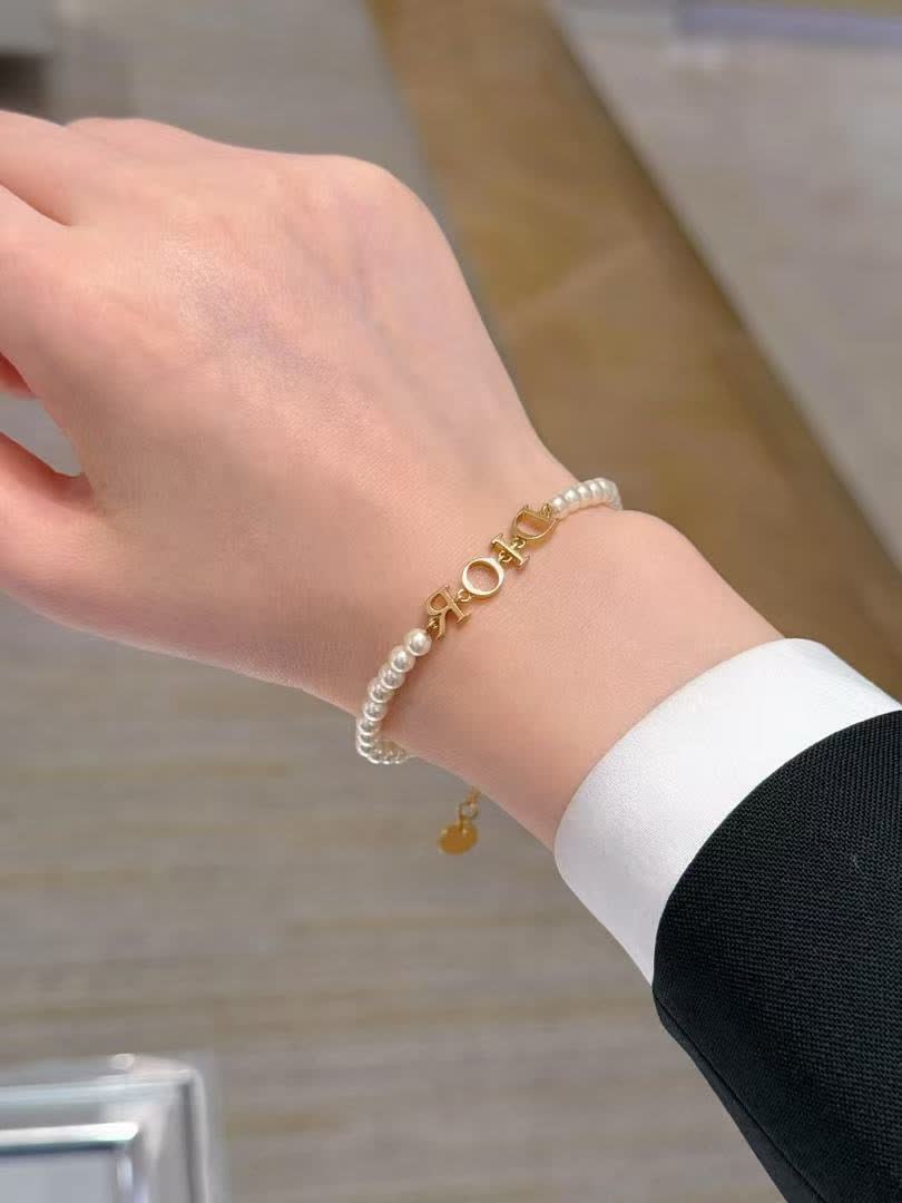 Dior Pearl Bracelet with Logo