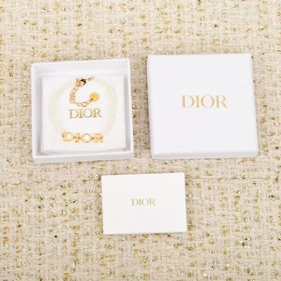 Dior Pearl Bracelet with Logo