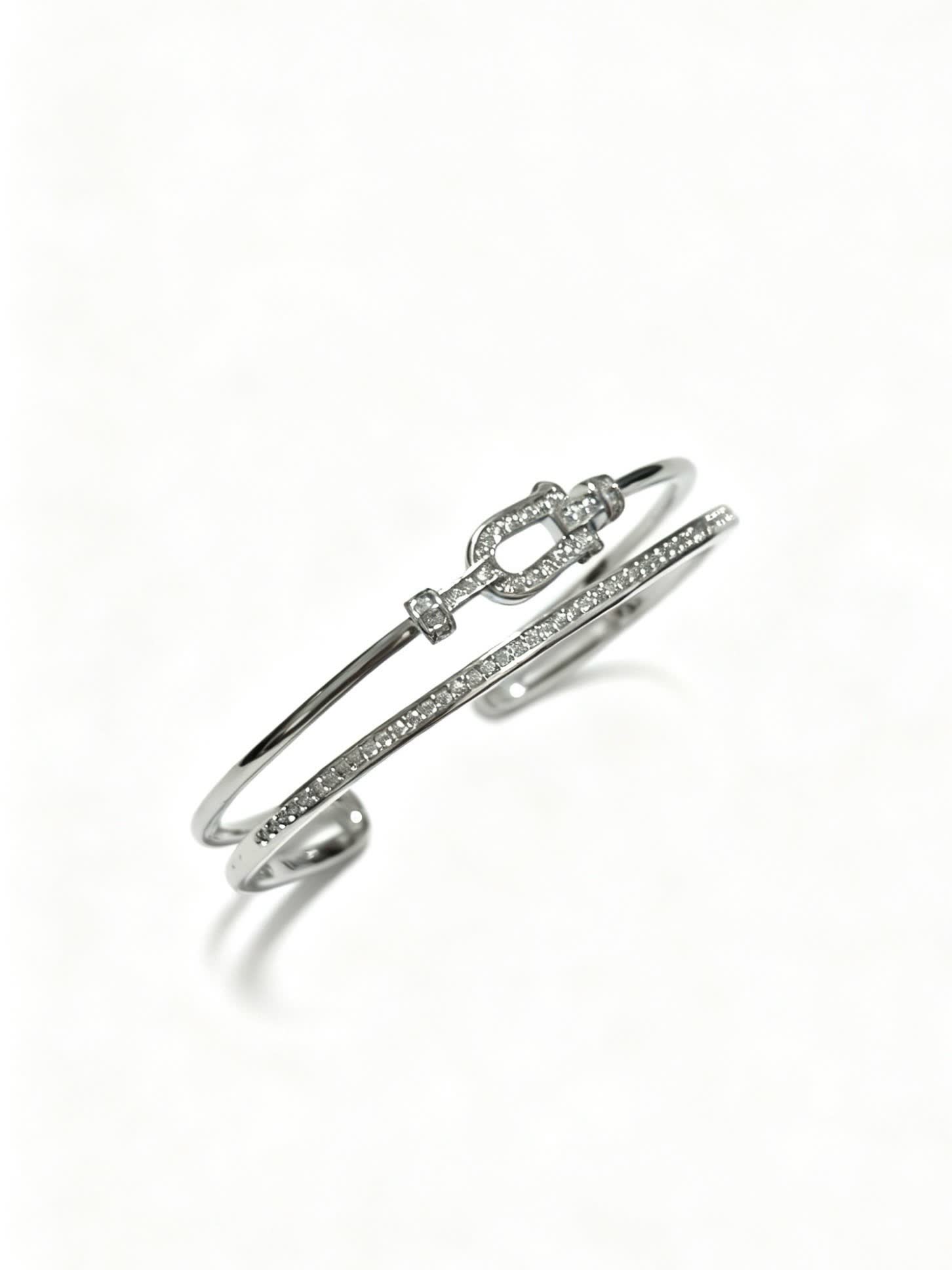 Hermes Hermès Silver Bracelet with Diamonds
