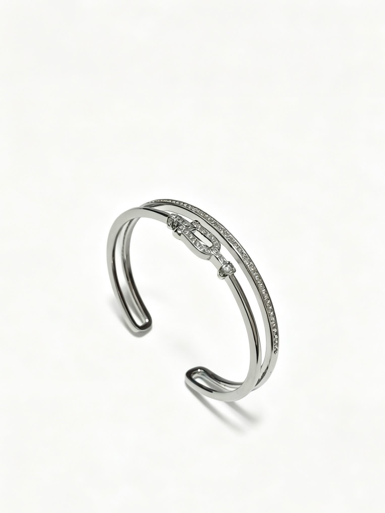 Hermes Hermès Silver Bracelet with Diamonds