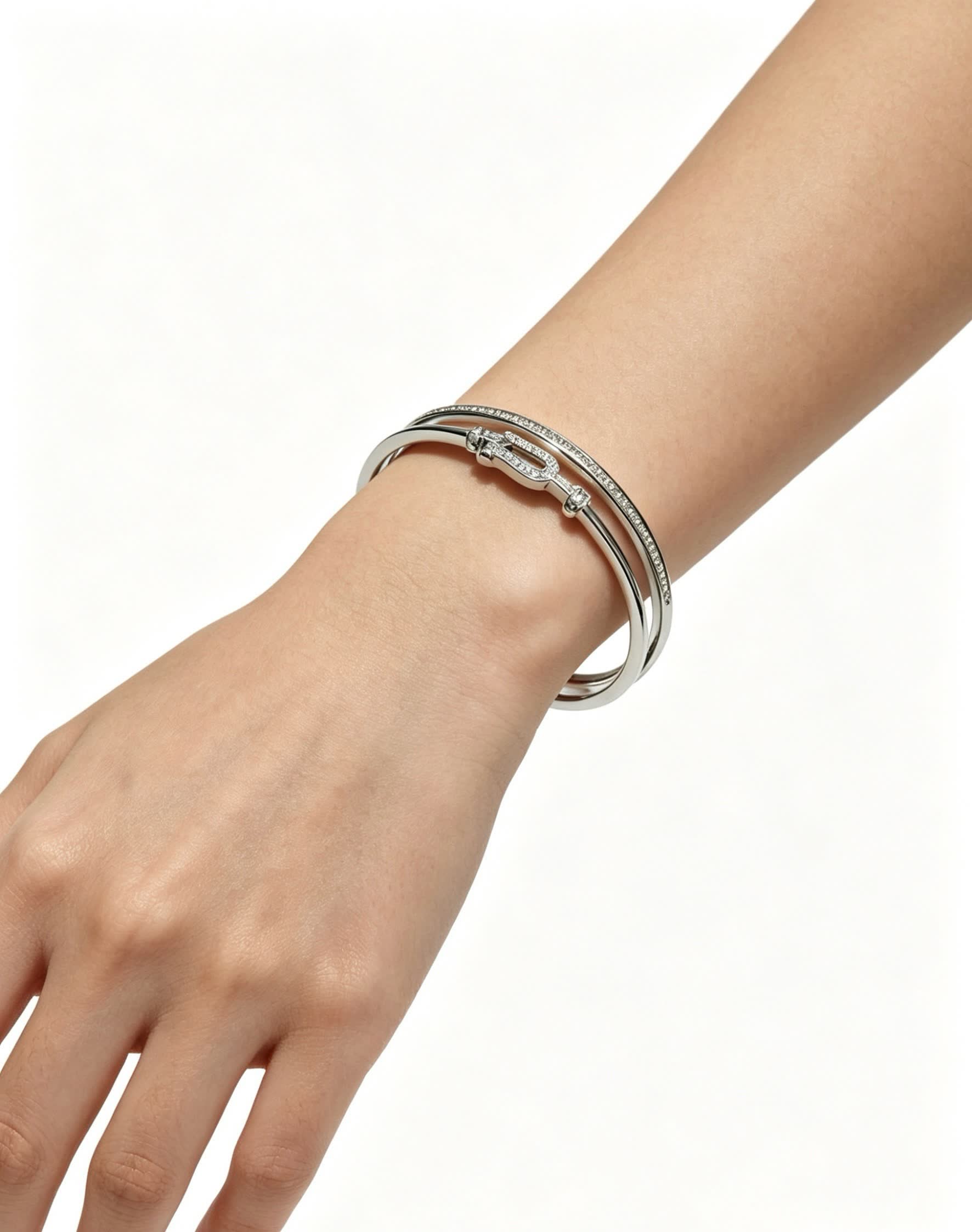 Hermes Hermès Silver Bracelet with Diamonds