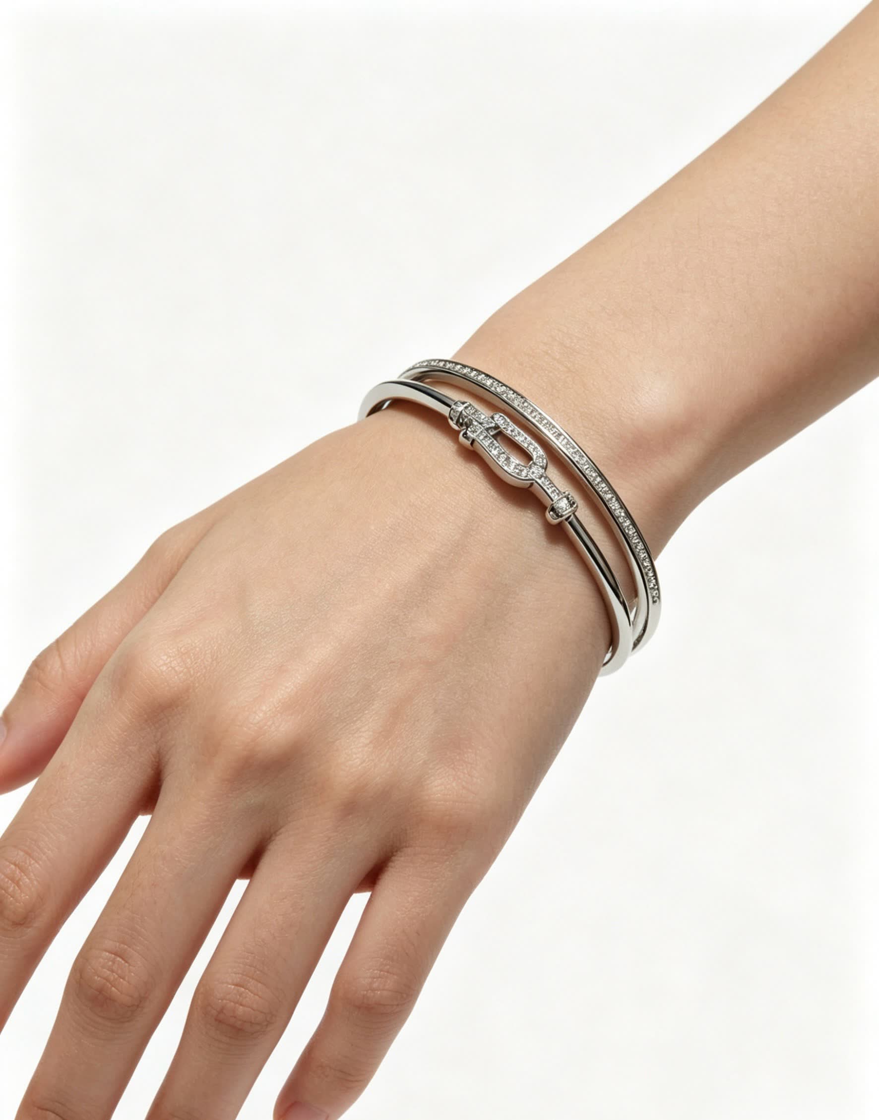 Hermes Hermès Silver Bracelet with Diamonds