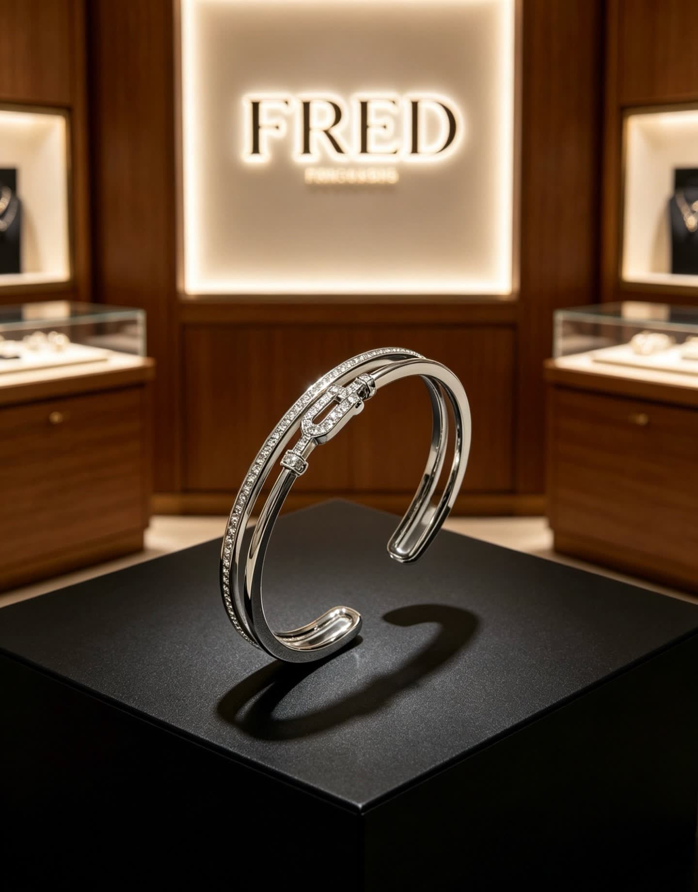 Hermes Hermès Silver Bracelet with Diamonds