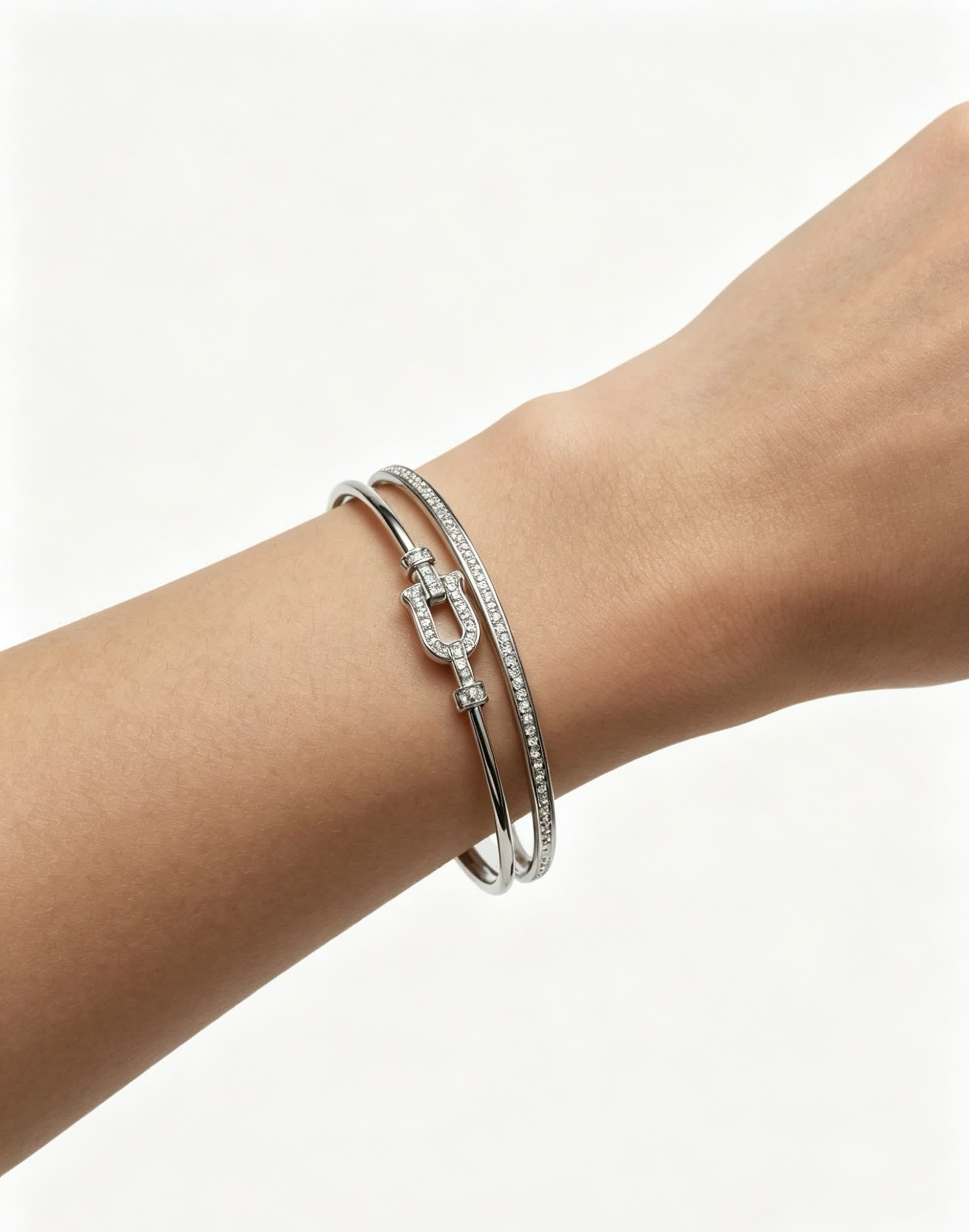 Hermes Hermès Silver Bracelet with Diamonds