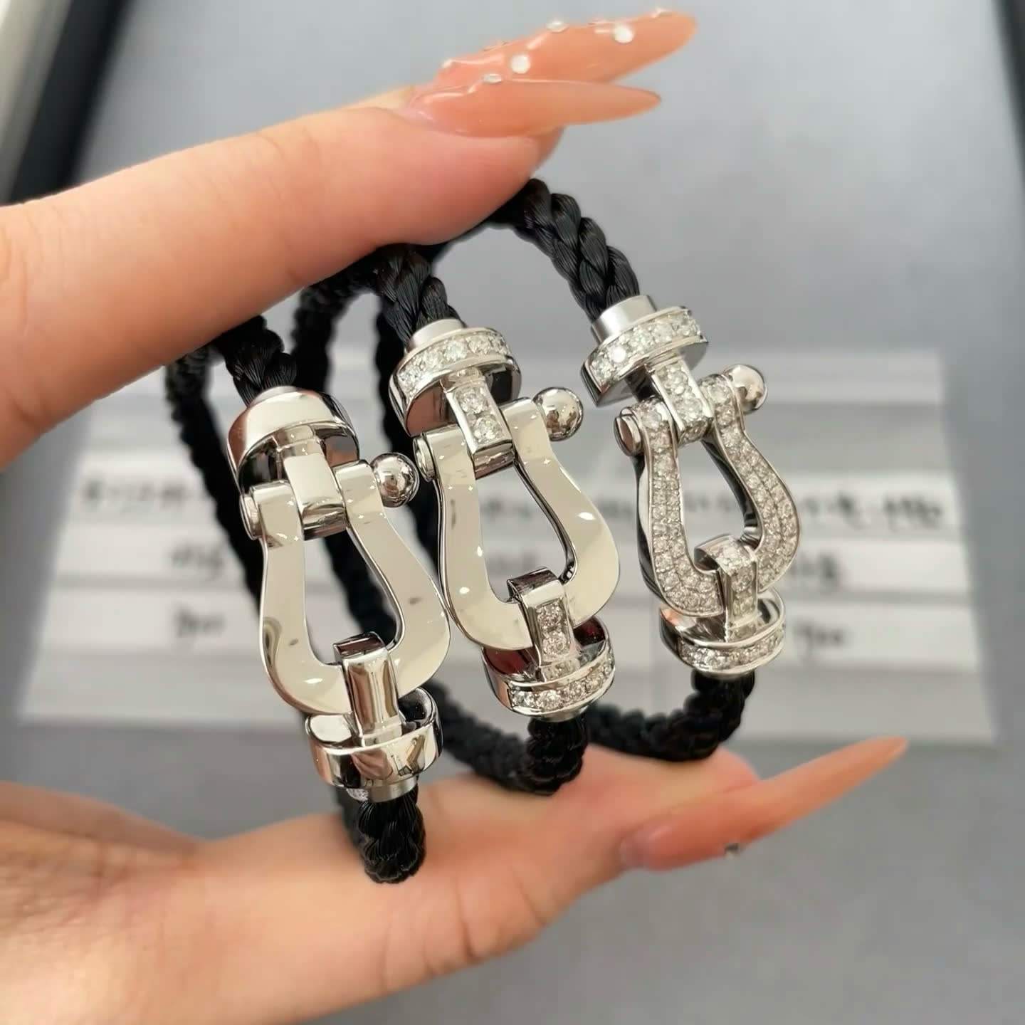 Hermes Silver Diamond-Encrusted Bracelet