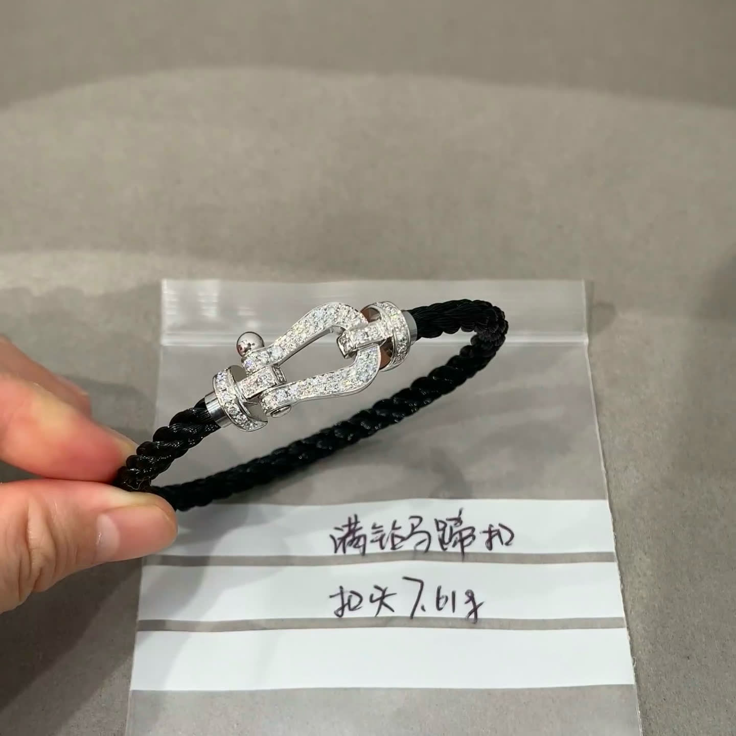 Hermes Silver Diamond-Encrusted Bracelet