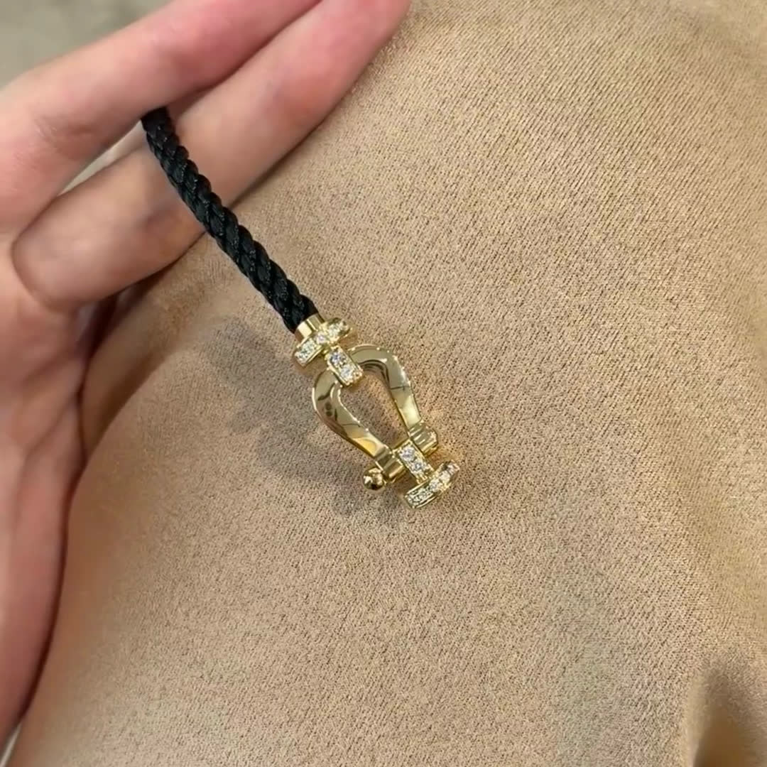 Hermes Gold-Plated Diamond Accent Horseshoe Charm Bracelet