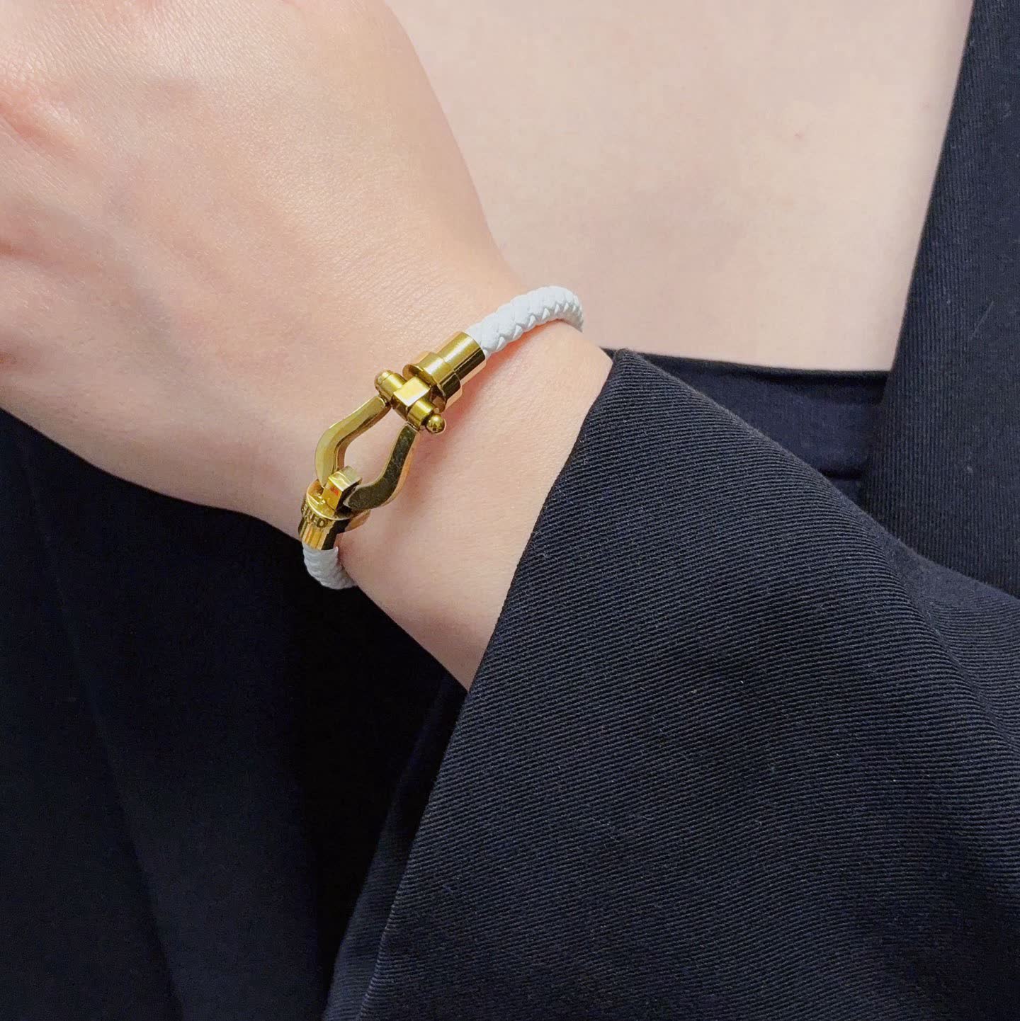 FRED White Rope Bracelet with Gold Clasp