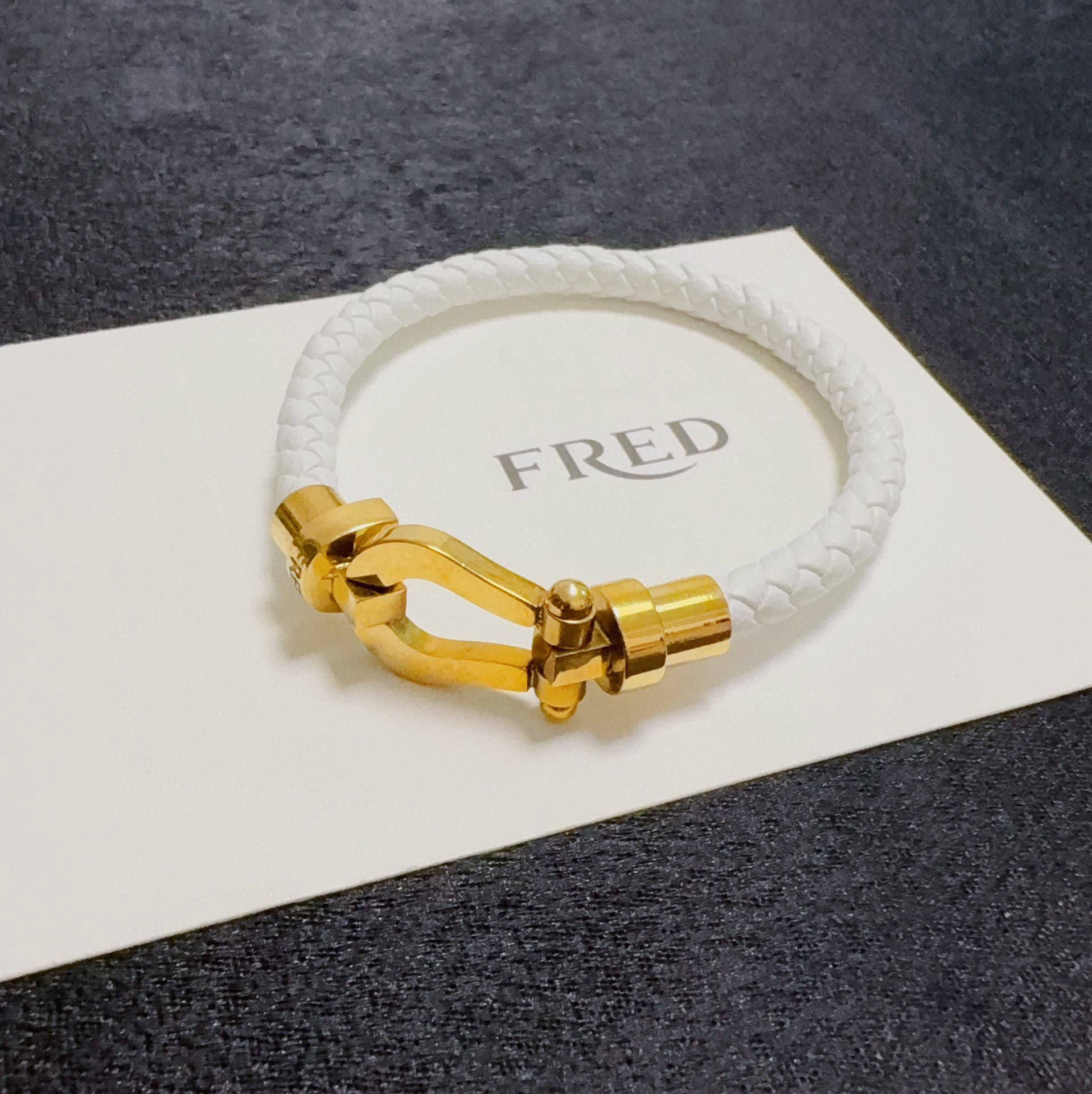 FRED White Rope Bracelet with Gold Clasp