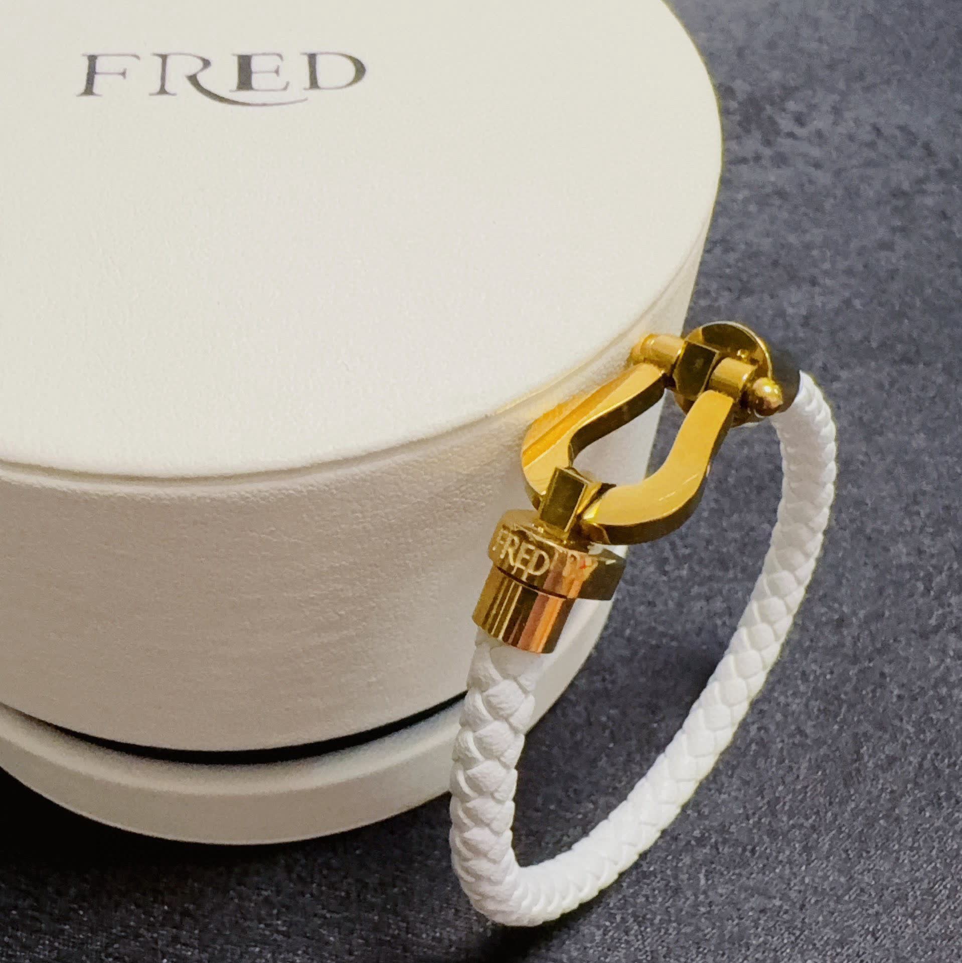 FRED White Rope Bracelet with Gold Clasp