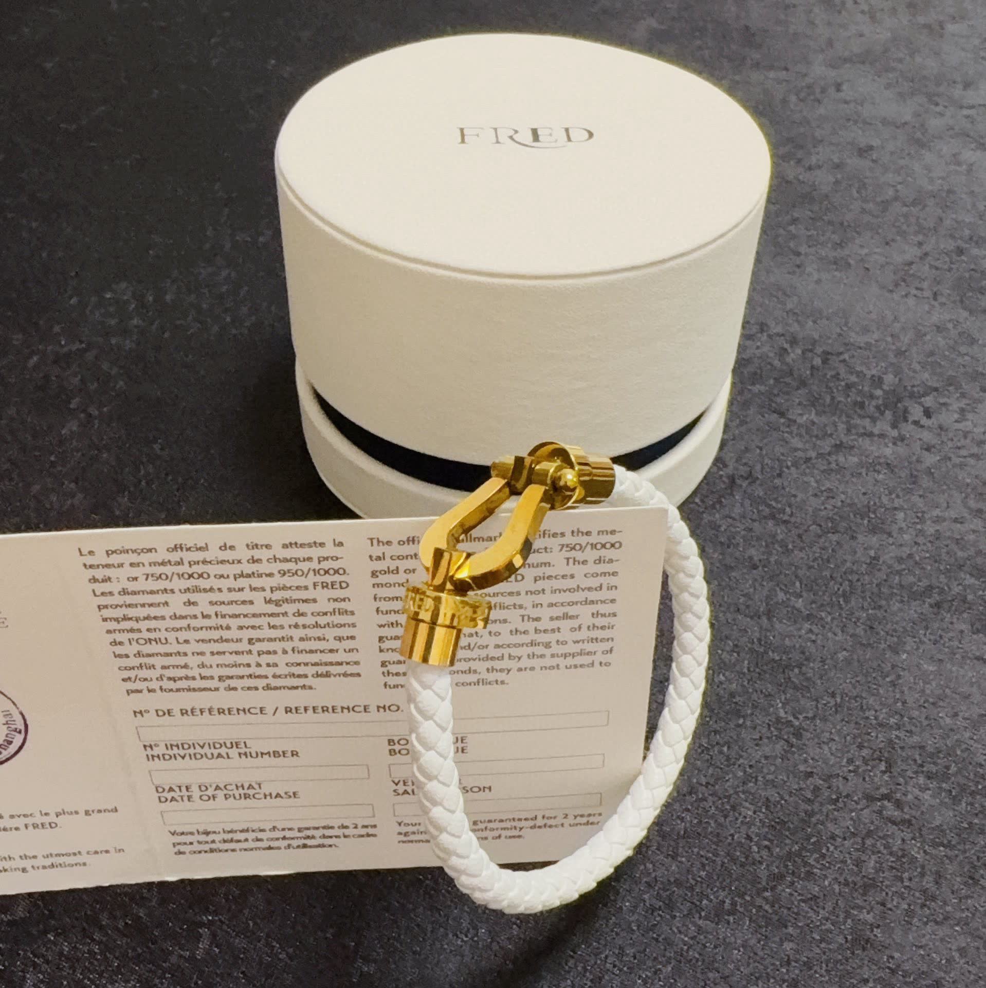 FRED White Rope Bracelet with Gold Clasp
