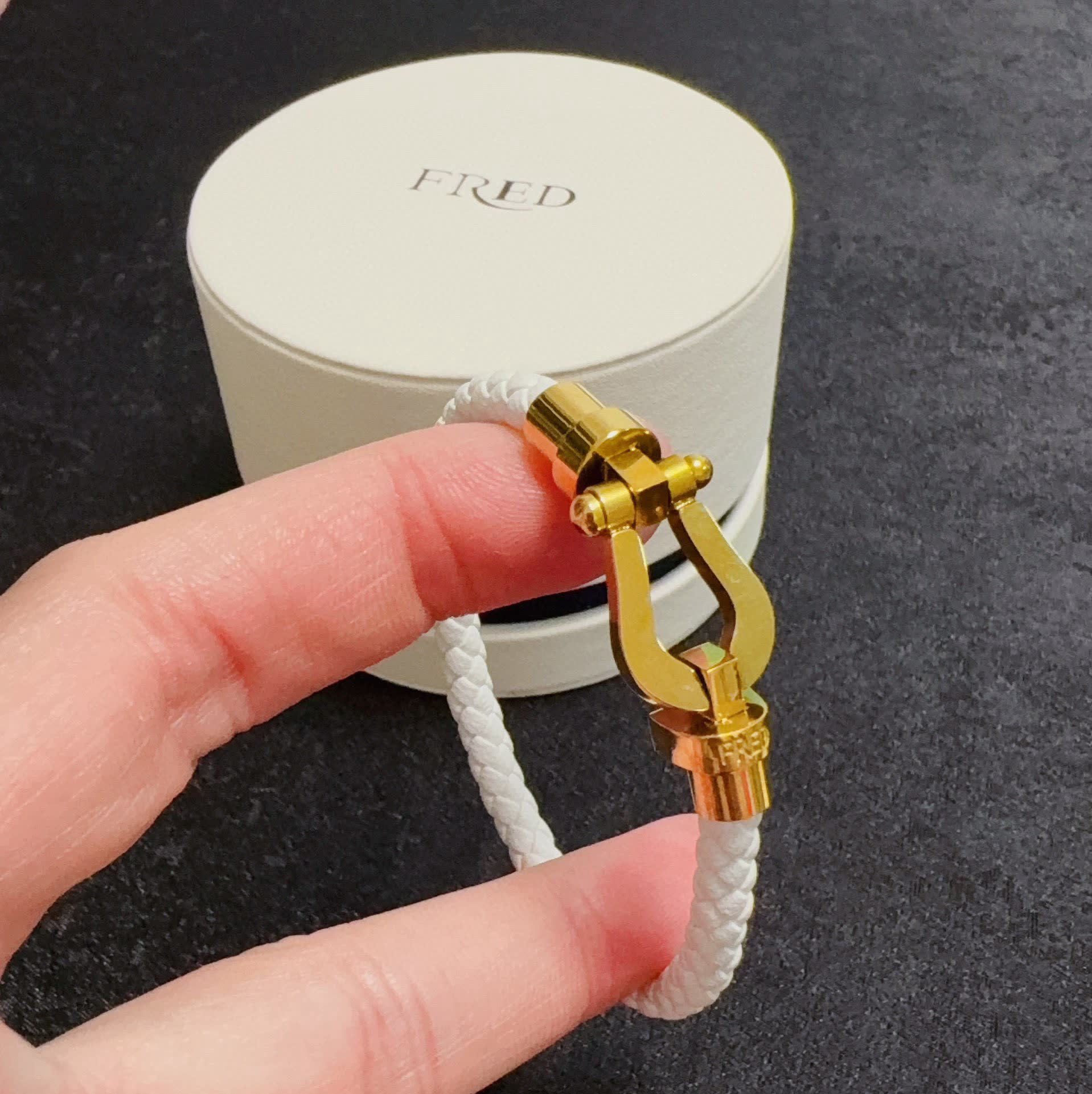 FRED White Rope Bracelet with Gold Clasp
