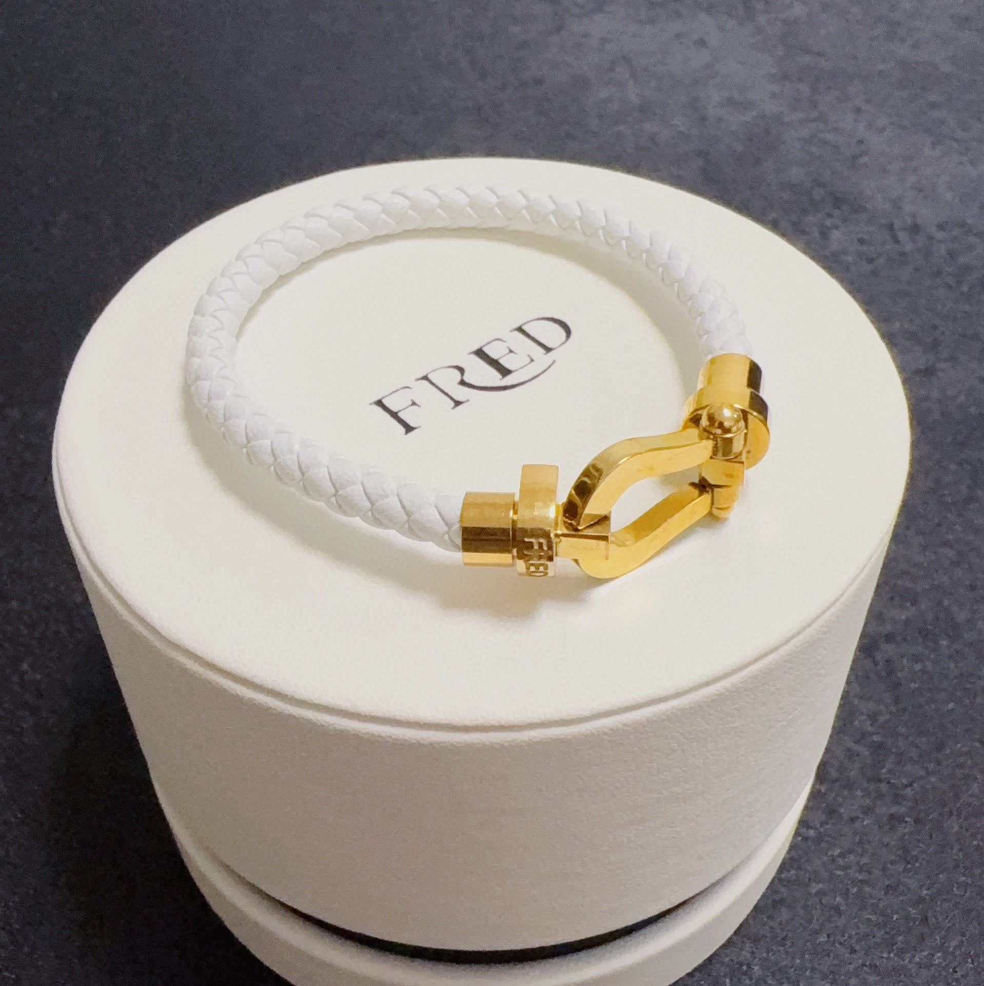 FRED White Rope Bracelet with Gold Clasp