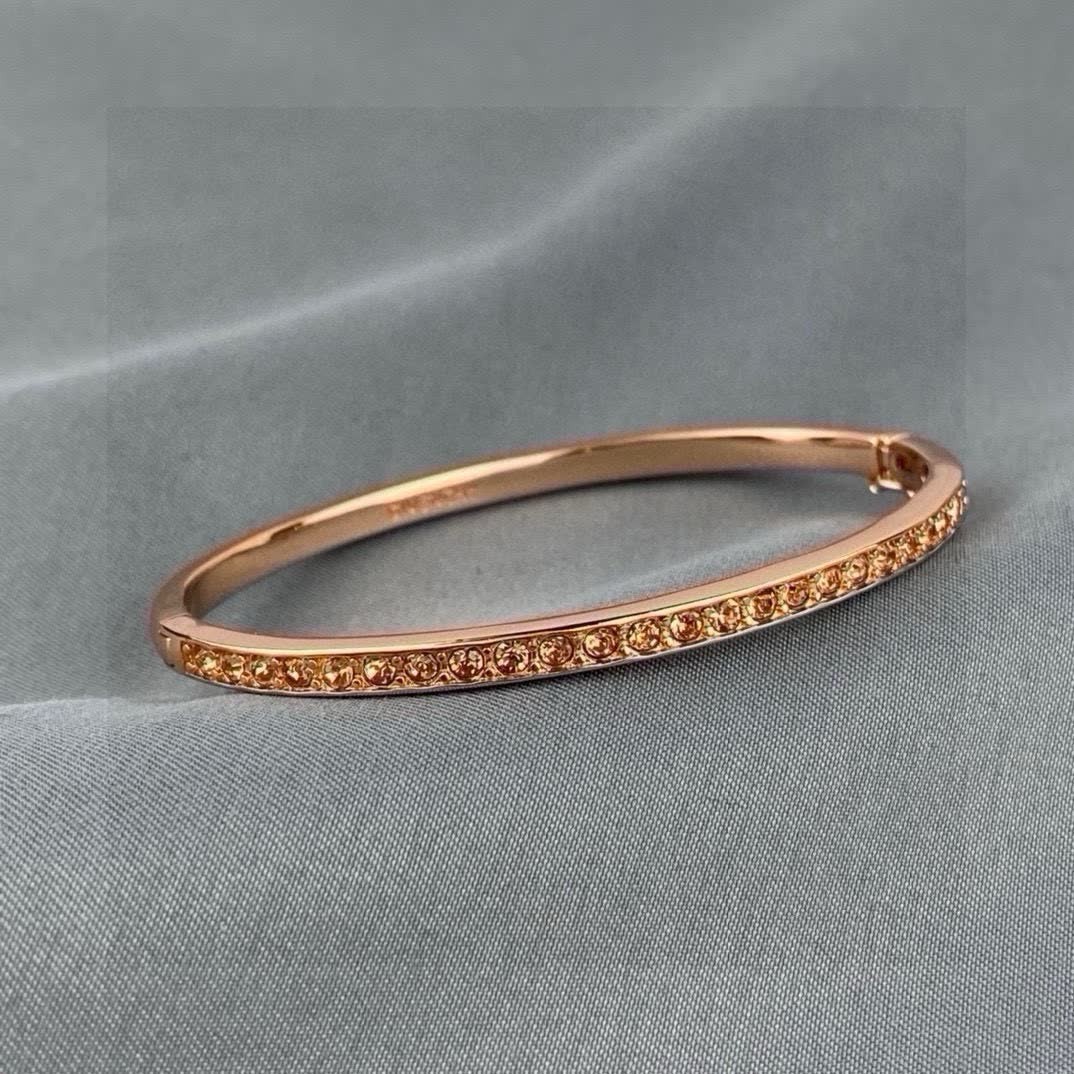 Givenchy Rose Gold Bangle Bracelet with Brown Stones
