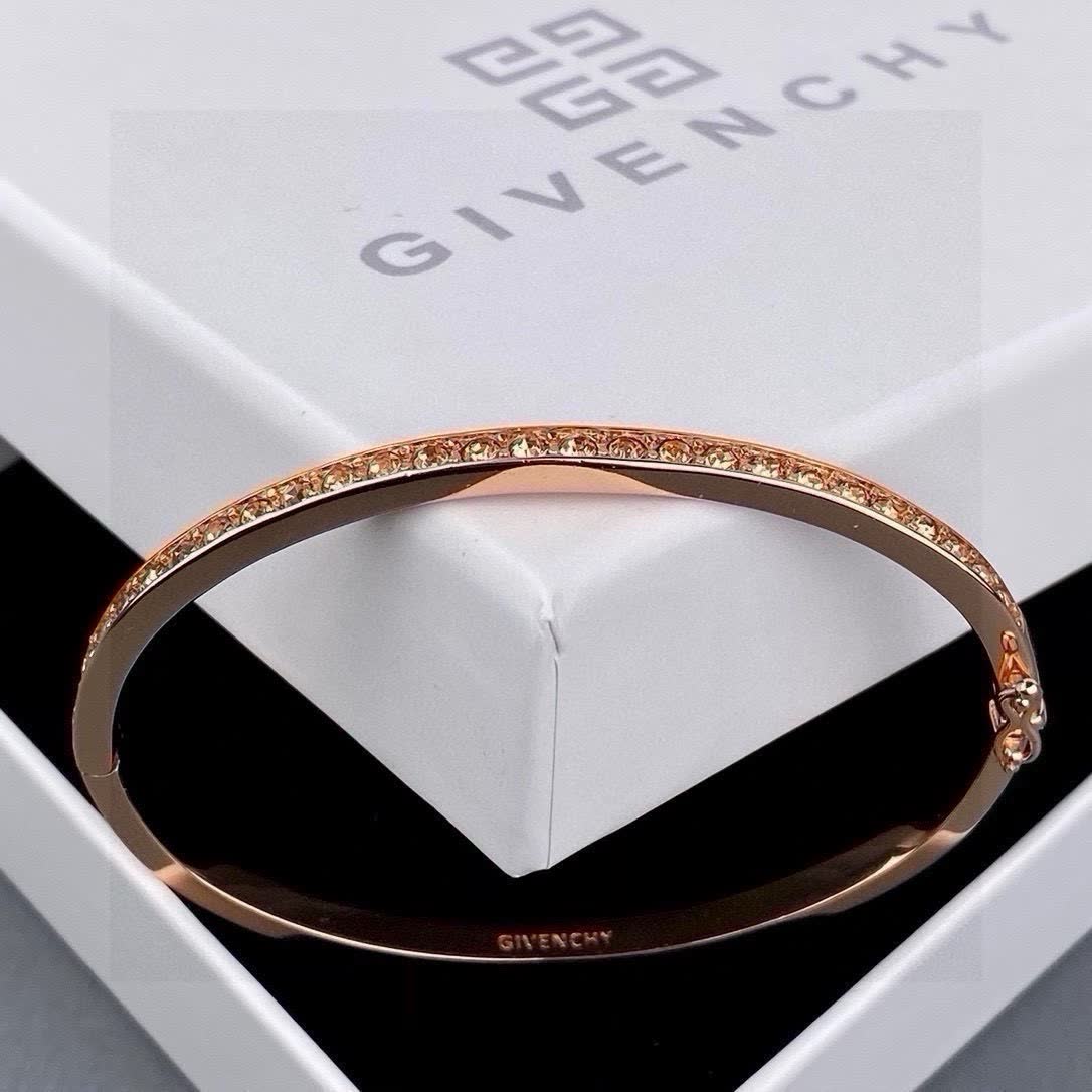Givenchy Rose Gold Bangle Bracelet with Brown Stones