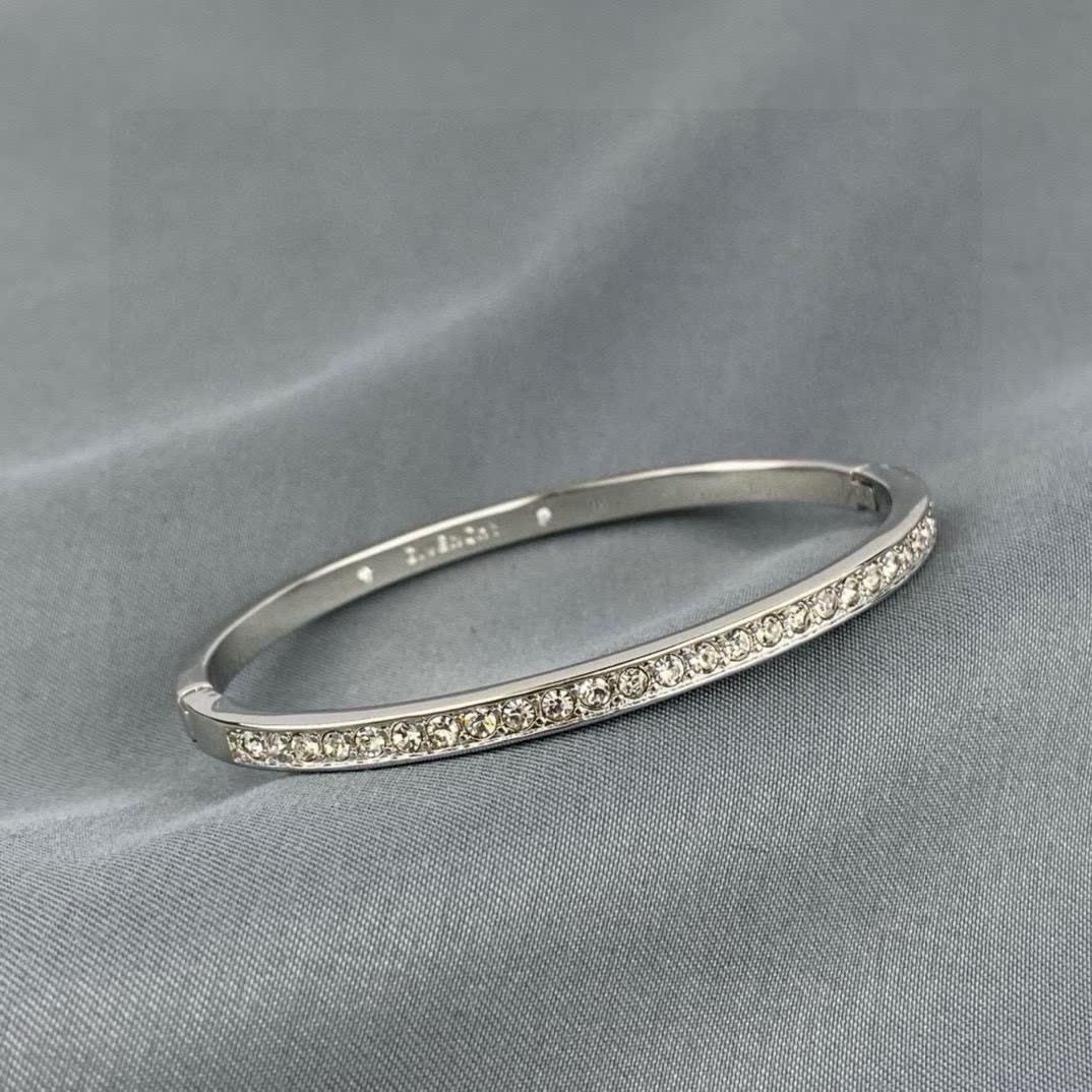 Givenchy Silver Rhinestone Bangle Bracelet