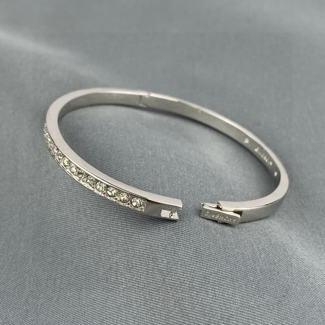 Givenchy Silver Rhinestone Bangle Bracelet