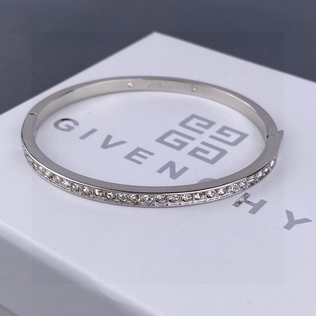 Givenchy Silver Rhinestone Bangle Bracelet