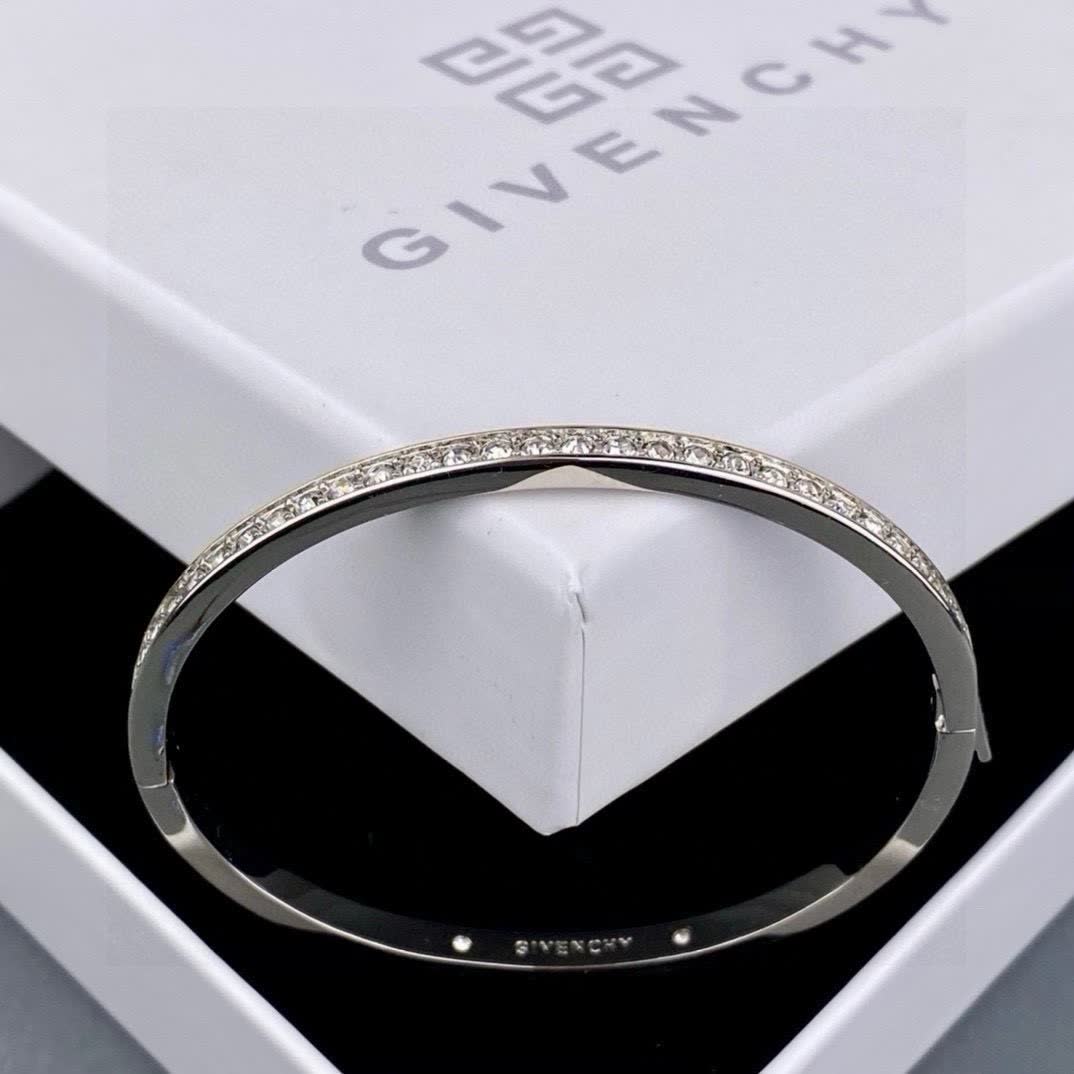 Givenchy Silver Rhinestone Bangle Bracelet
