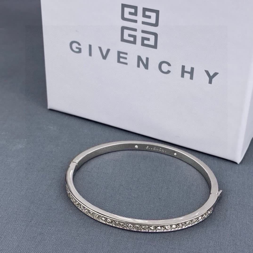 Givenchy Silver Rhinestone Bangle Bracelet
