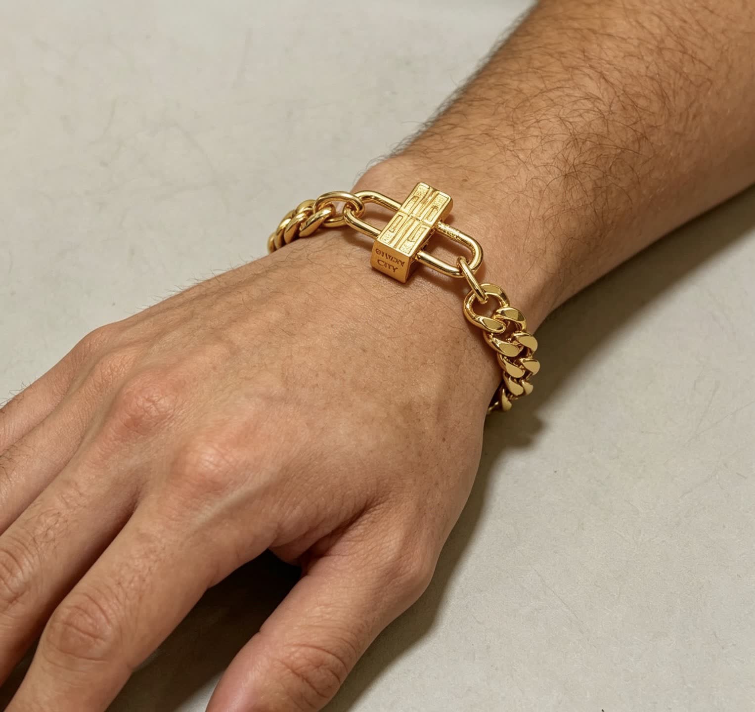 Balenciaga Gold-Plated Lock Bracelet