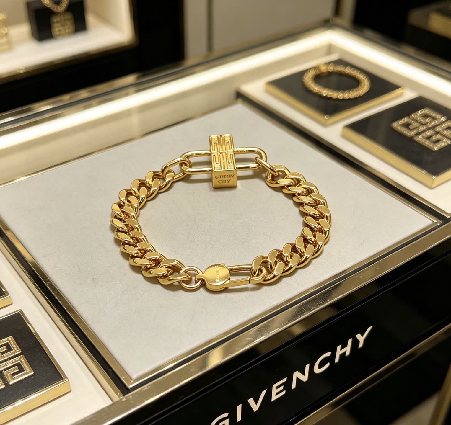 Balenciaga Gold-Plated Lock Bracelet