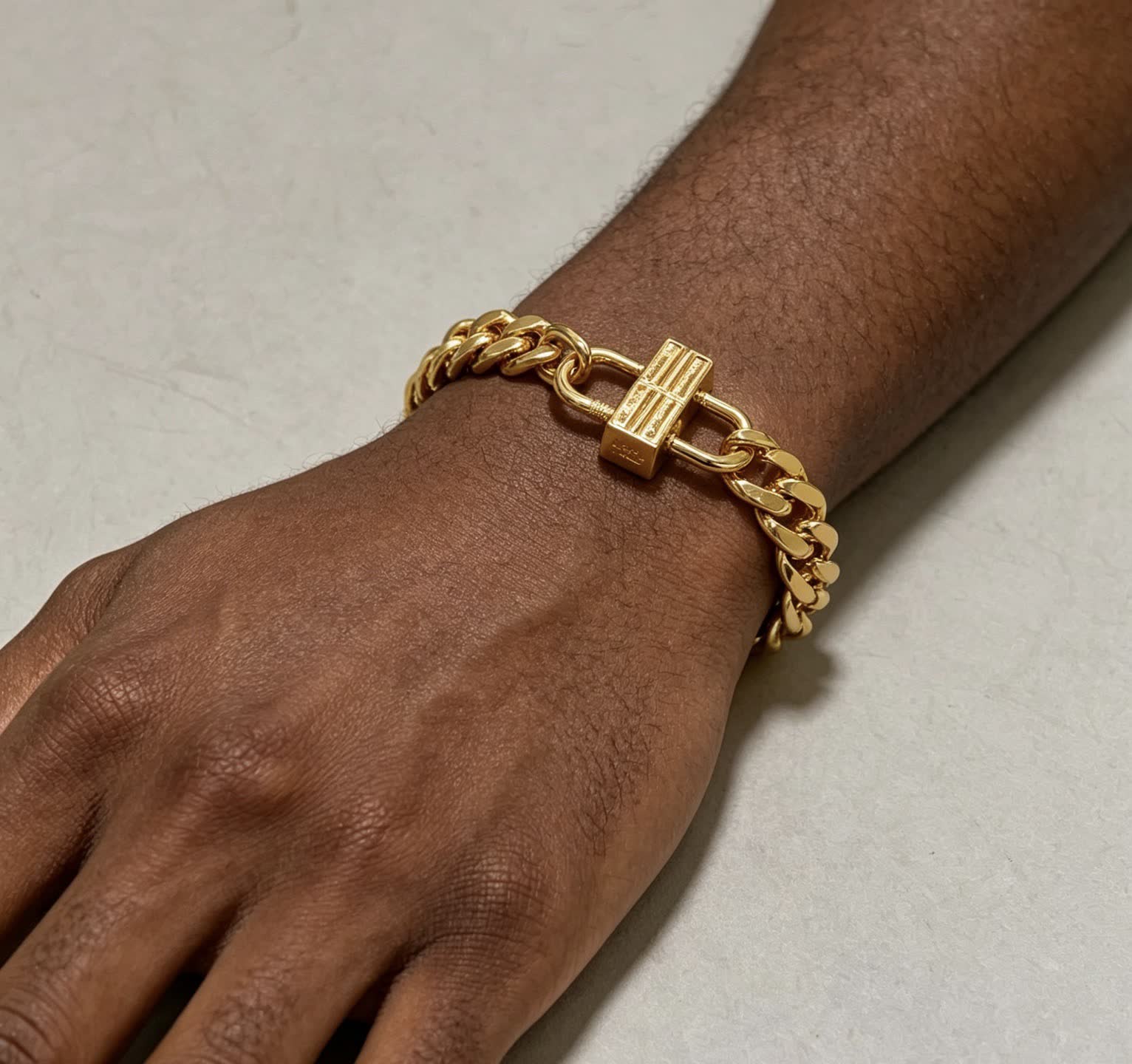 Balenciaga Gold-Plated Lock Bracelet