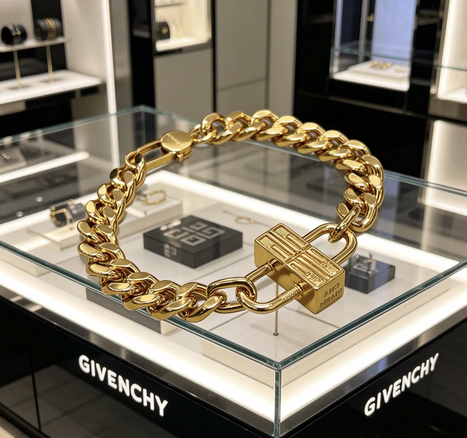 Balenciaga Gold-Plated Lock Bracelet