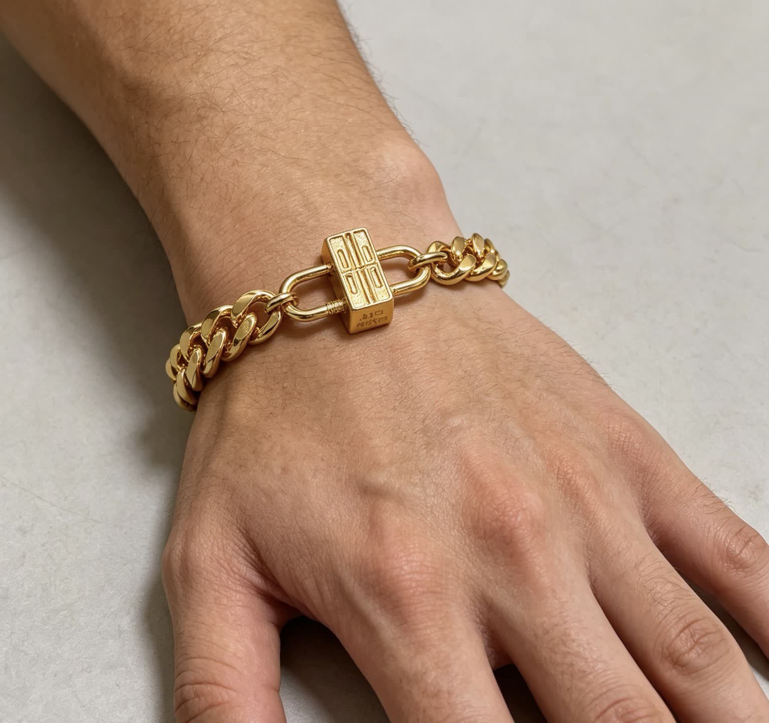 Balenciaga Gold-Plated Lock Bracelet