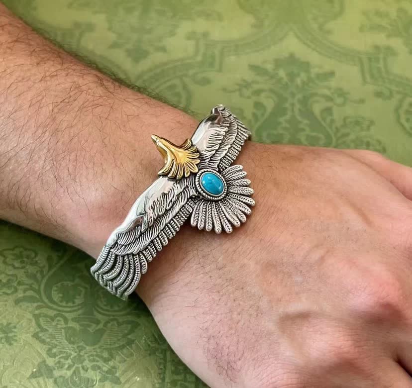 Goros Eagle Wing Bracelet with Turquoise Stone Goros Eagle Wing Bracelet with Turquoise Stone