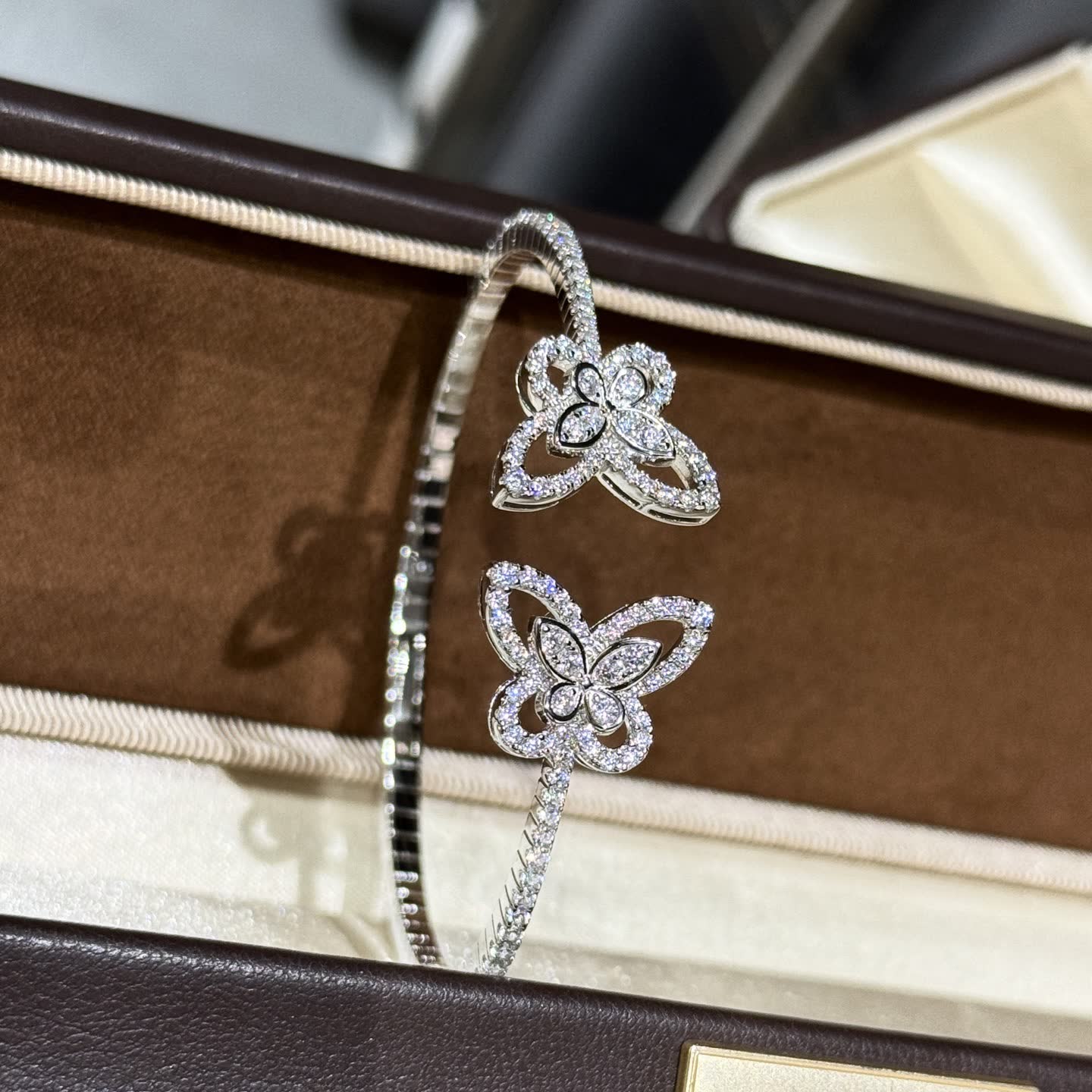 Van Cleef & Arpels Alhambra Diamond Bangle Bracelet