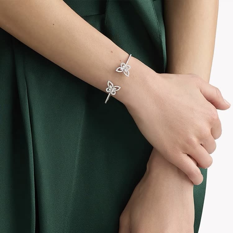Van Cleef & Arpels Alhambra Diamond Bangle Bracelet
