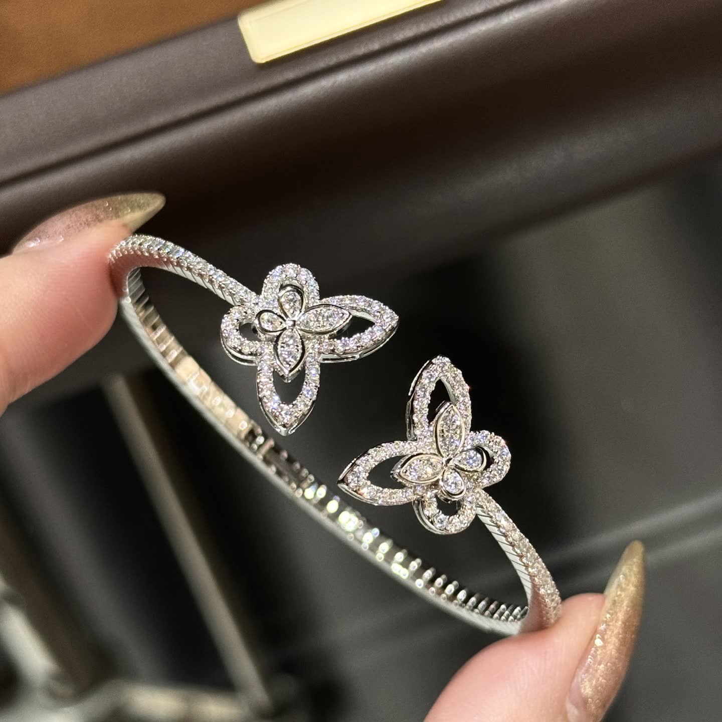 Van Cleef & Arpels Alhambra Diamond Bangle Bracelet